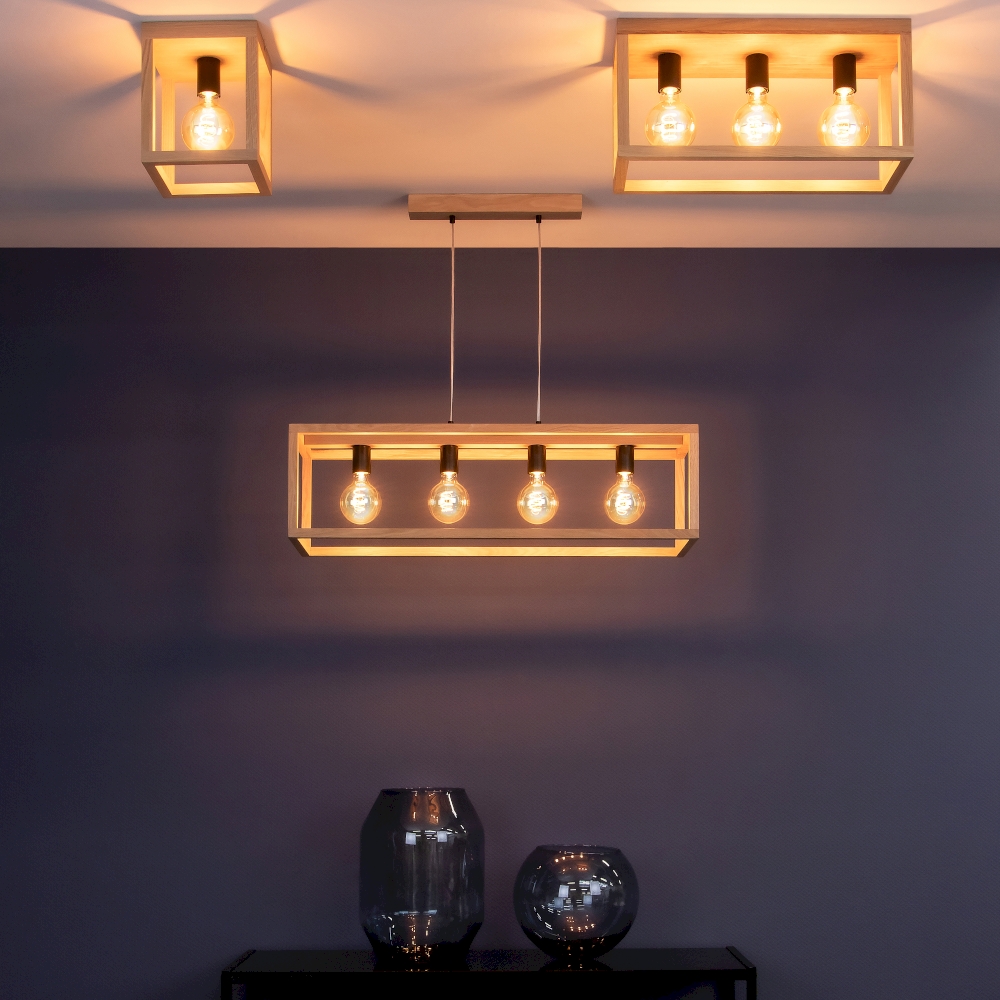 Spot-Light Kago lampa podsufitowa 3x60W dąb olejowany/czarny 9154374