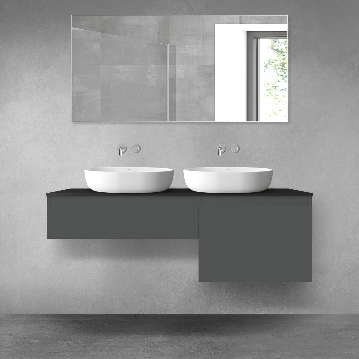 Oltens Vernal zestaw mebli łazienkowych 140 cm z blatem grafit mat/czarny mat 68311400 - Wysyłka w 24h