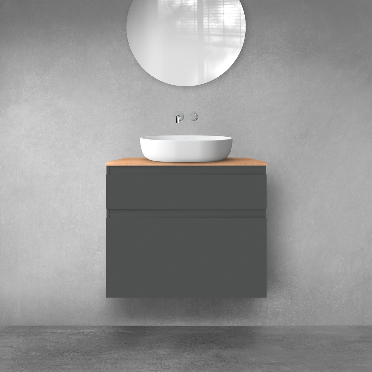 Oltens Vernal zestaw mebli łazienkowych 80 cm z blatem grafit mat/dąb 68223400 - Wysyłka w 24h