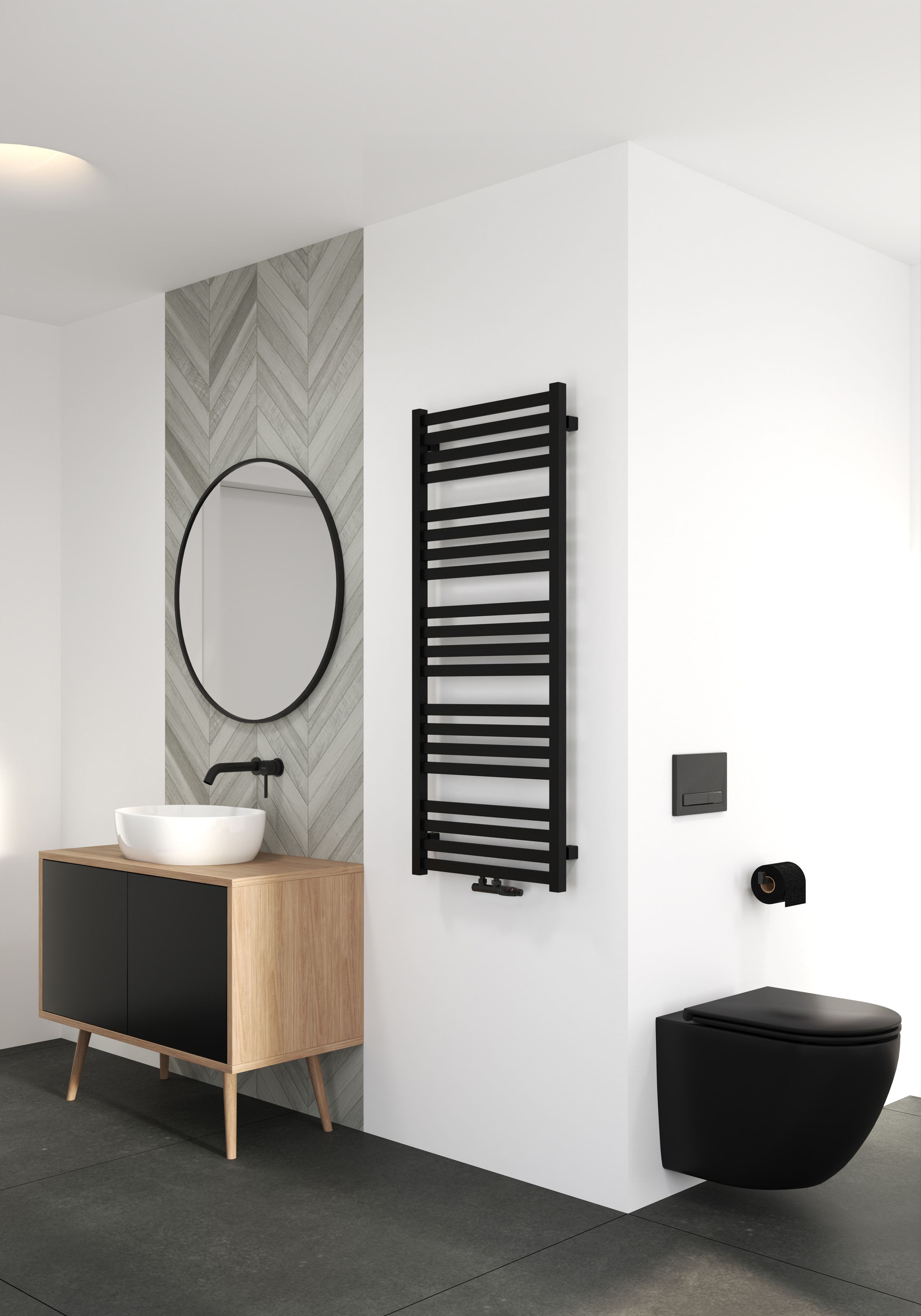 Oltens Vanlig grzejnik łazienkowy 121x50 cm czarny mat 55008300 - Wysyłka w 24h