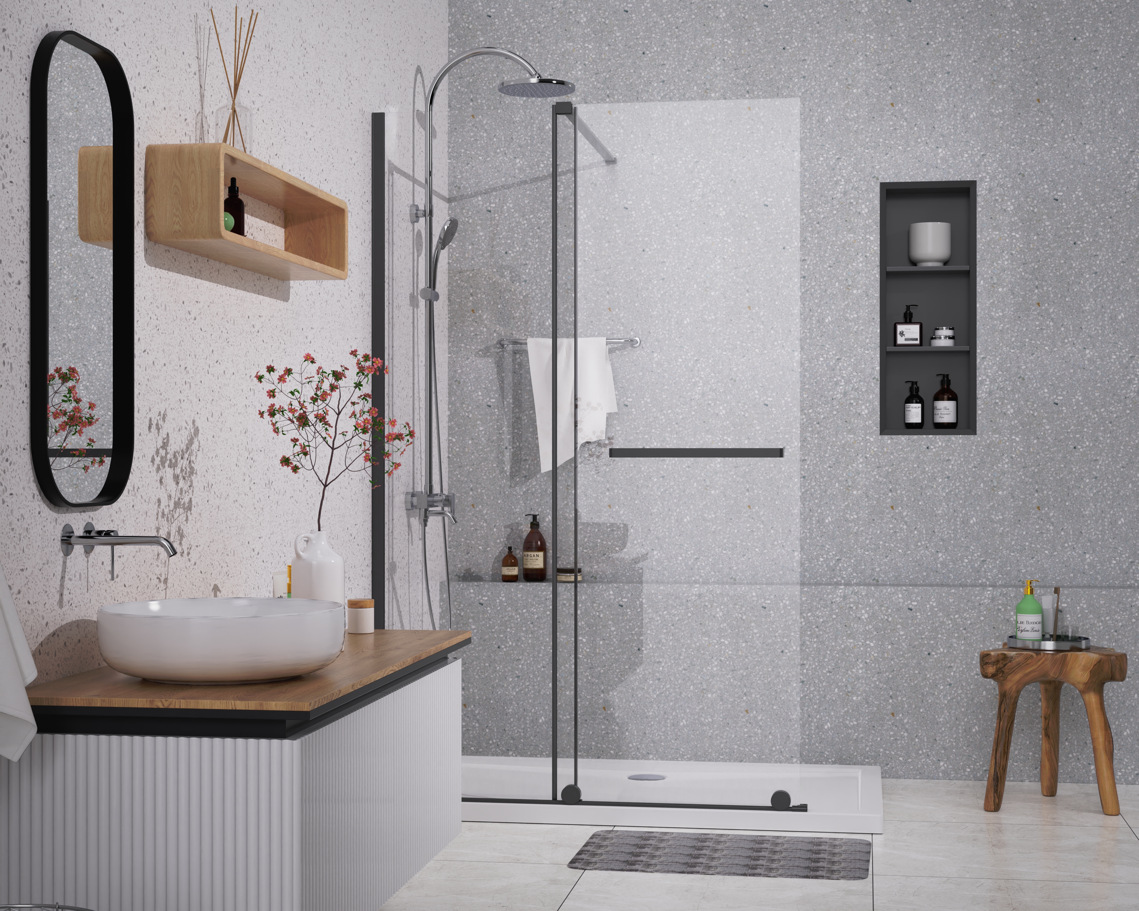 Sea-Horse Creative ścianka prysznicowa walk-in 140 cm czarny mat/szkło przezroczyste BK258T14K