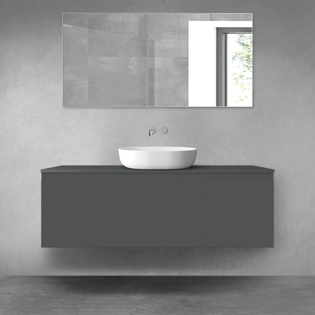 Oltens Vernal zestaw mebli łazienkowych 140 cm z blatem grafit mat 68313400 - Wysyłka w 24h