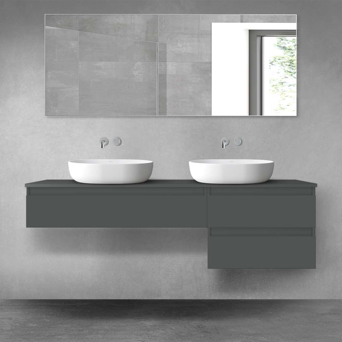 Oltens Vernal zestaw mebli łazienkowych 160 cm z blatem grafit mat 68328400 - Wysyłka w 24h