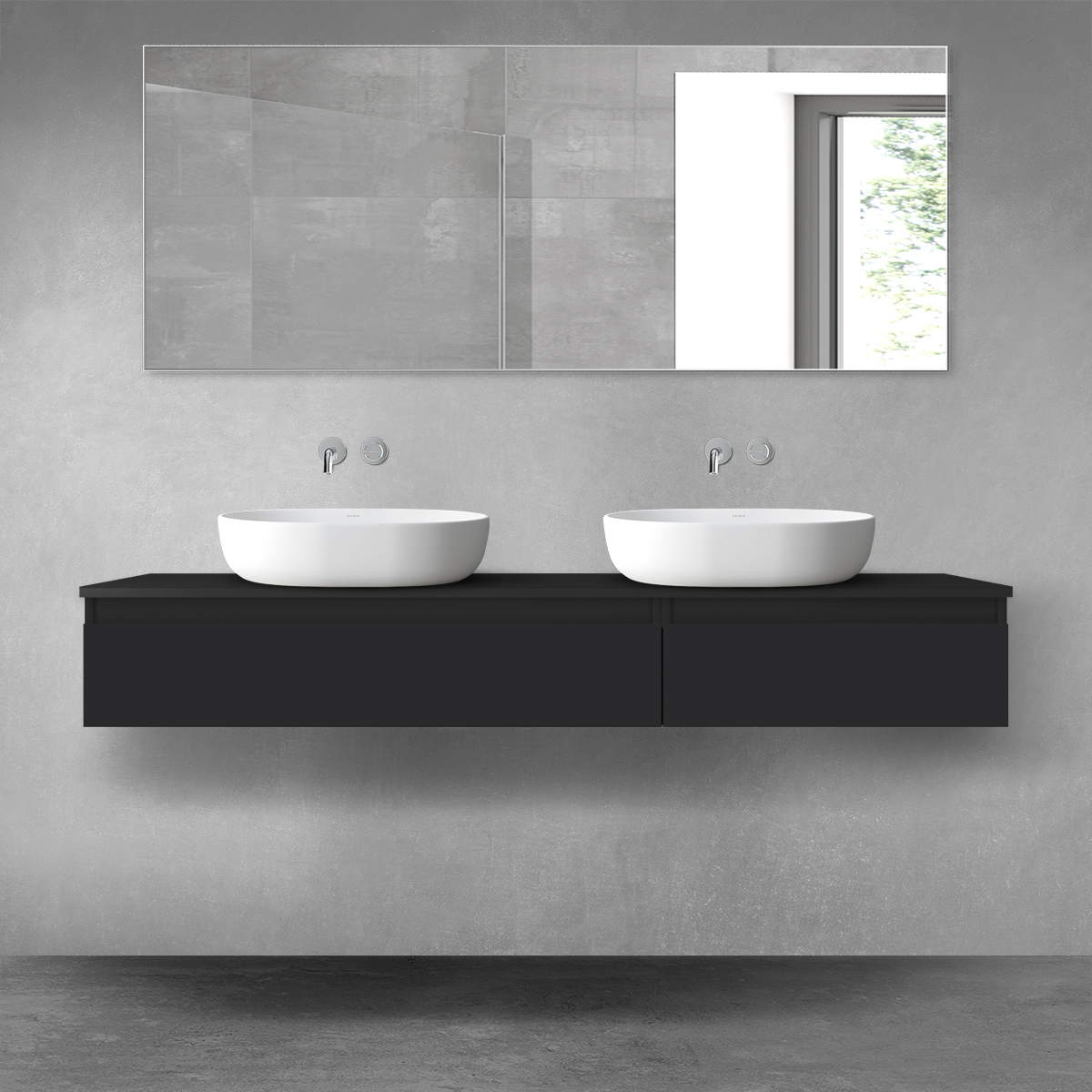 Oltens Vernal zestaw mebli łazienkowych 160 cm z blatem czarny mat 68355300 - Wysyłka w 24h