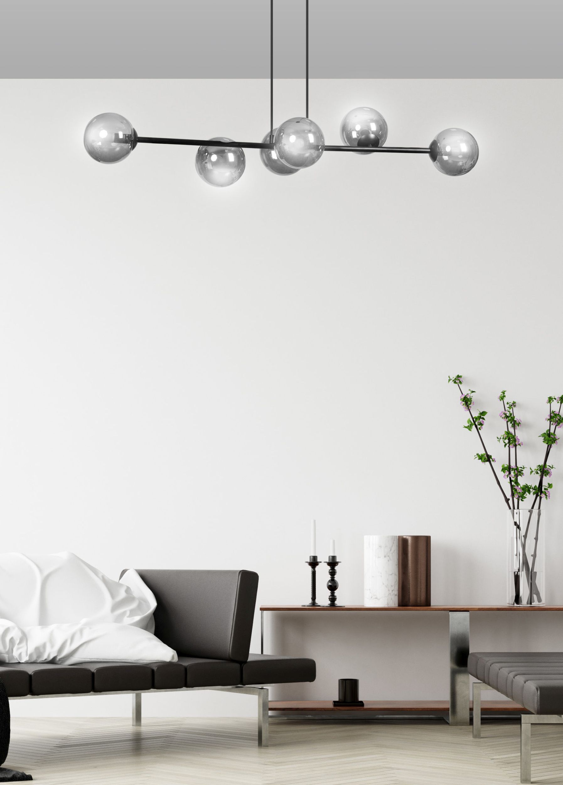 Emibig Rossi lampa wisząca 6x10 W czarna-grafitowa 875/6