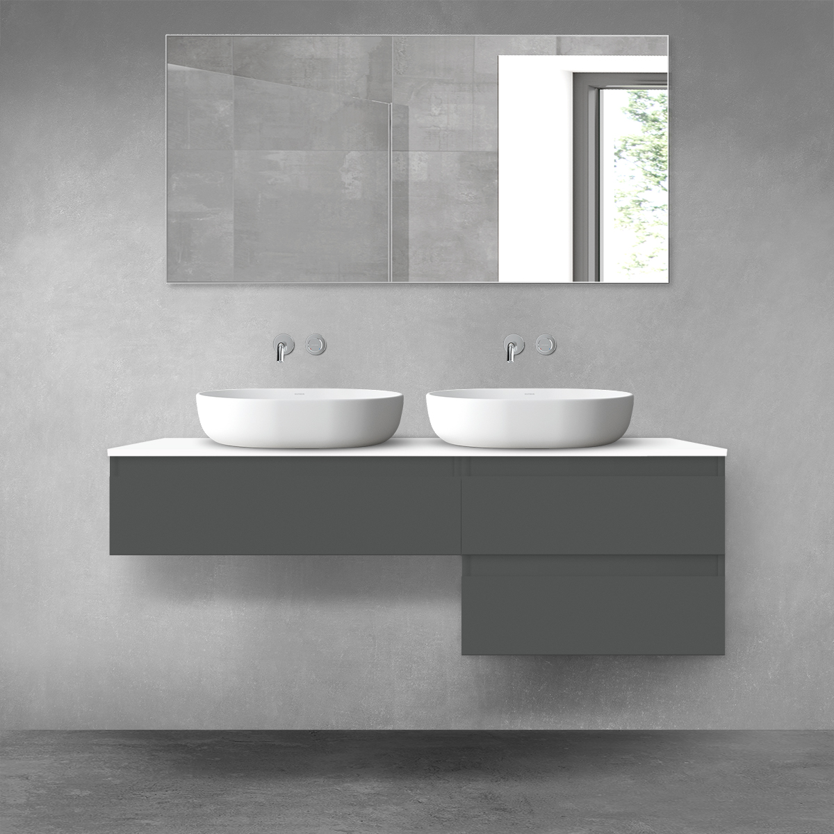 Oltens Vernal zestaw mebli łazienkowych 140 cm z blatem grafit mat/biały połysk 68290400 - Wysyłka w 24h