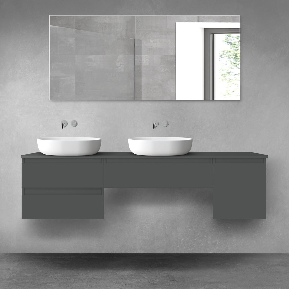Oltens Vernal zestaw mebli łazienkowych 180 cm z blatem grafit mat 68516400 - Wysyłka w 24h
