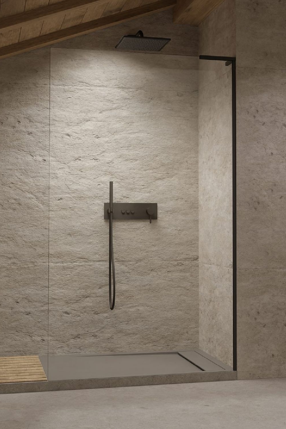 Radaway Modo SL Black II ścianka prysznicowa walk-in 105 cm czarny mat/szkło przezroczyste 10319105-54-01R
