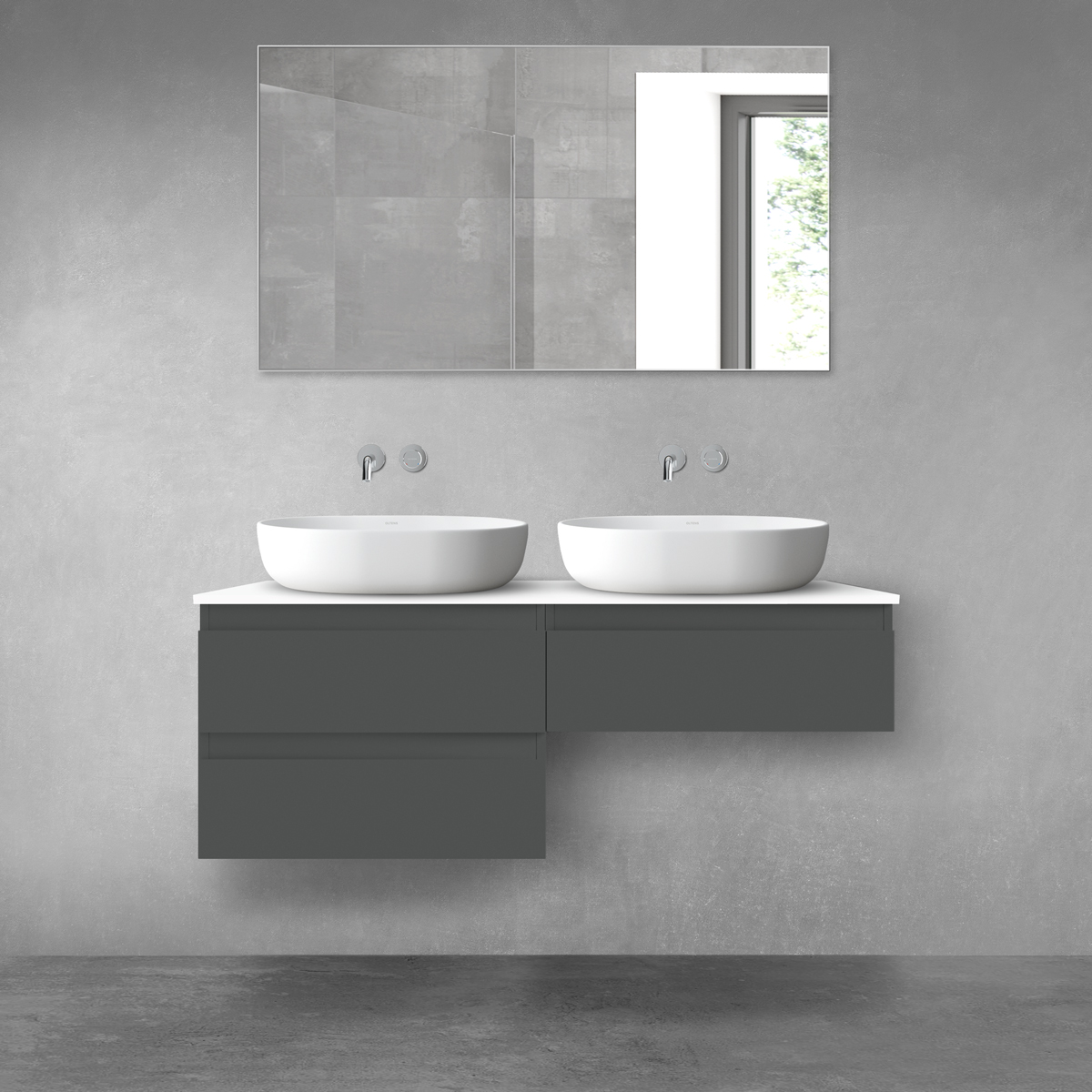 Oltens Vernal zestaw mebli łazienkowych 120 cm z blatem grafit mat/biały połysk 68236400 - Wysyłka w 24h