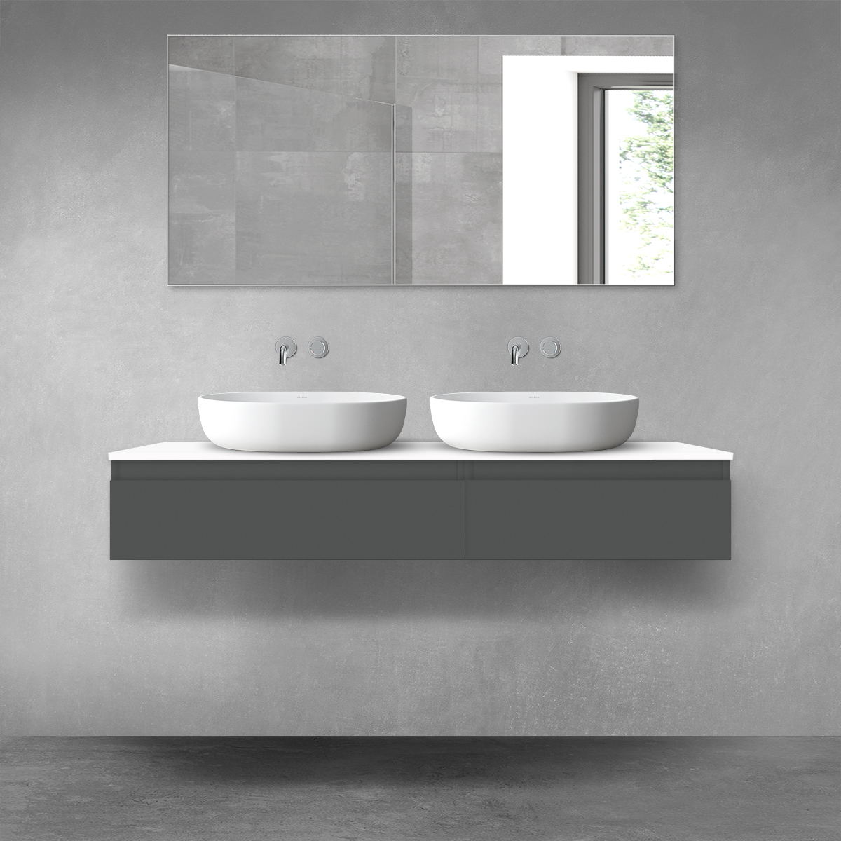 Oltens Vernal zestaw mebli łazienkowych 140 cm z blatem grafit mat/biały połysk 68322400 - Wysyłka w 24h