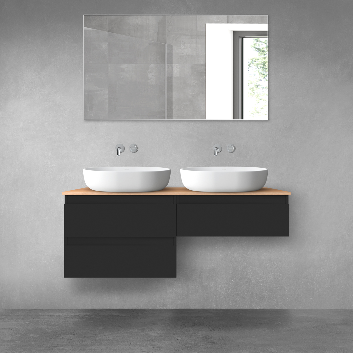 Oltens Vernal zestaw mebli łazienkowych 120 cm z blatem czarny mat/dąb 68235300 - Wysyłka w 24h
