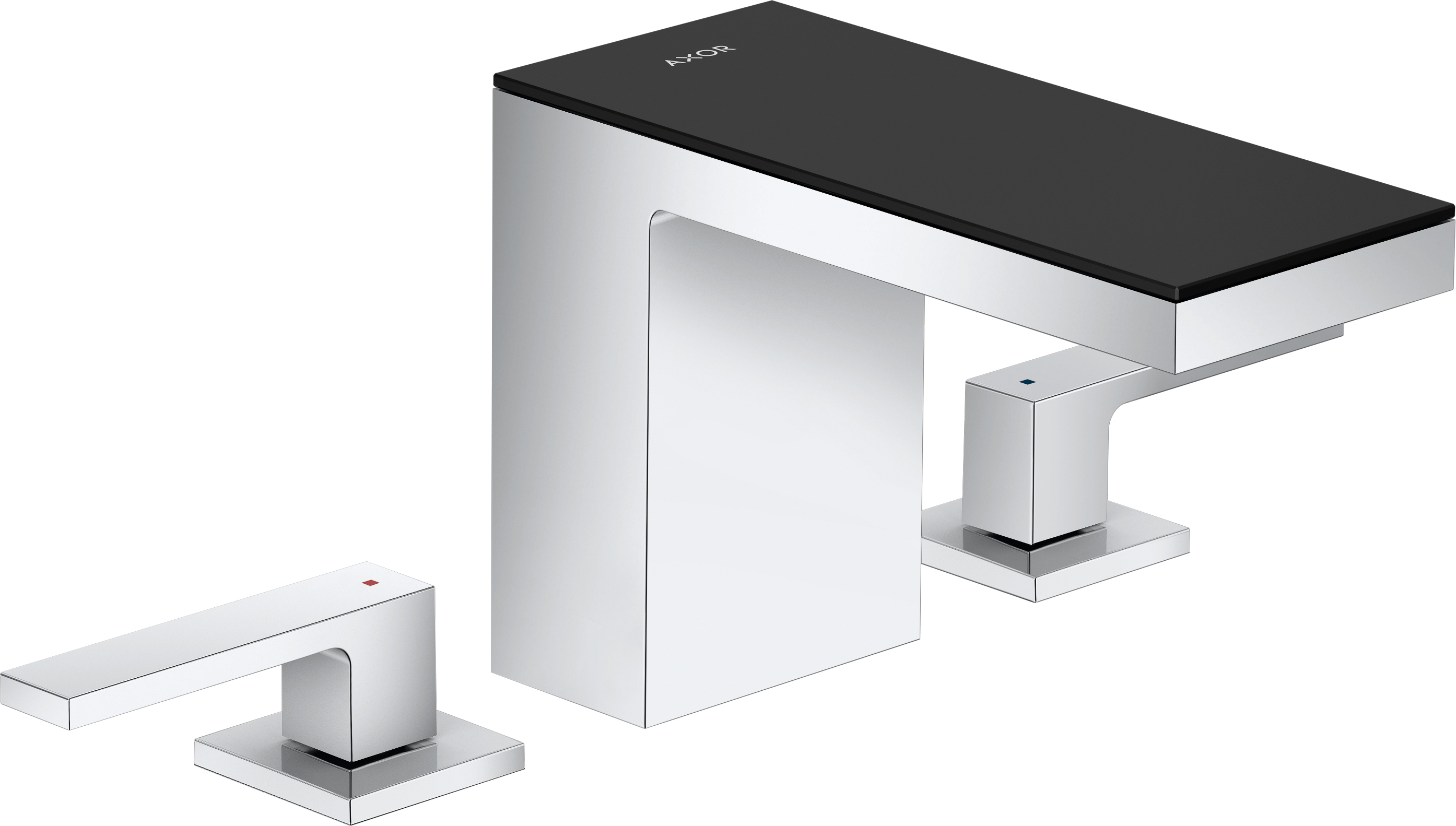 Axor MyEdition EcoSmart bateria umywalkowa stojąca 3-otworowa chrom/czarne szkło 47070600