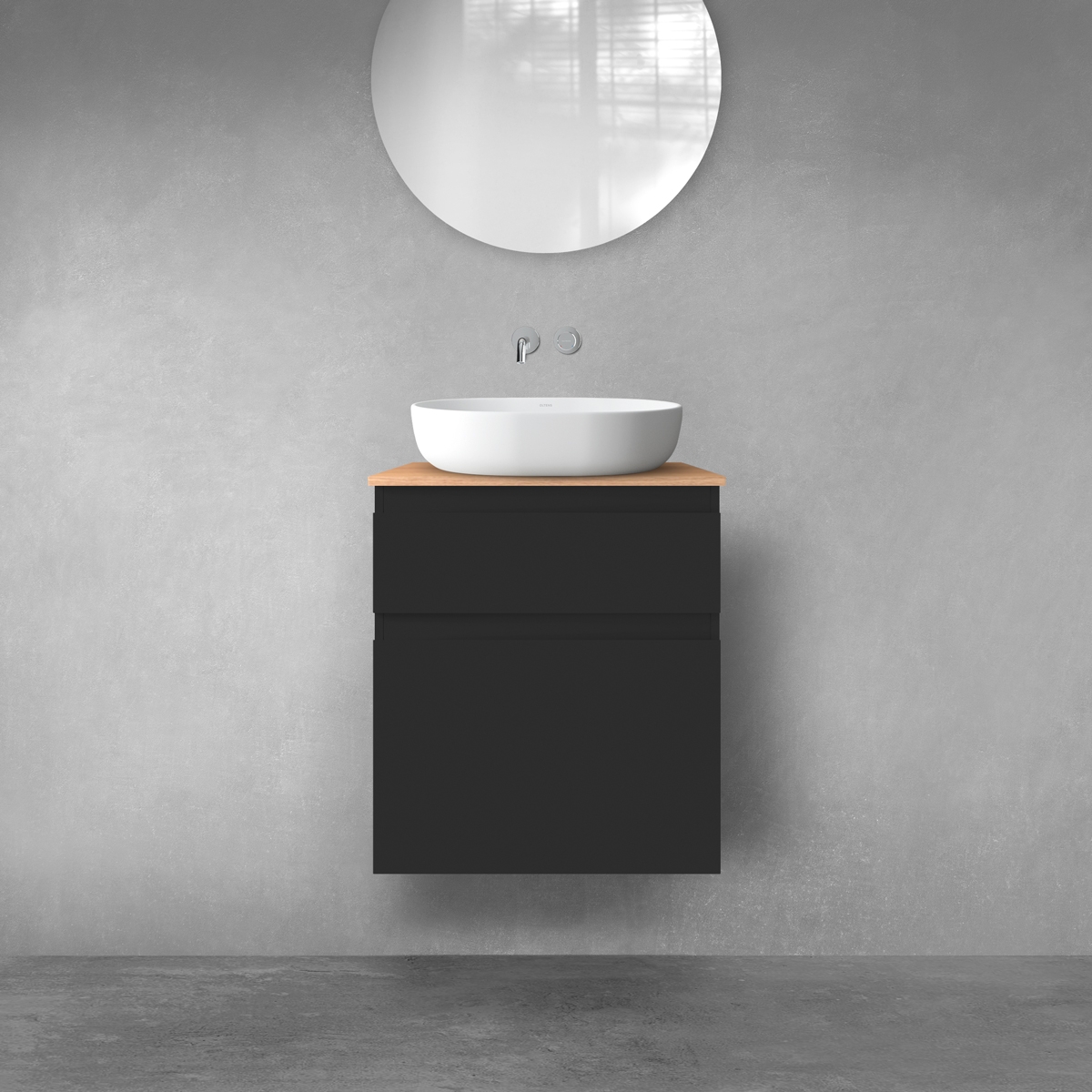 Oltens Vernal zestaw mebli łazienkowych 60 cm z blatem czarny mat/dąb 68222300 - Wysyłka w 24h