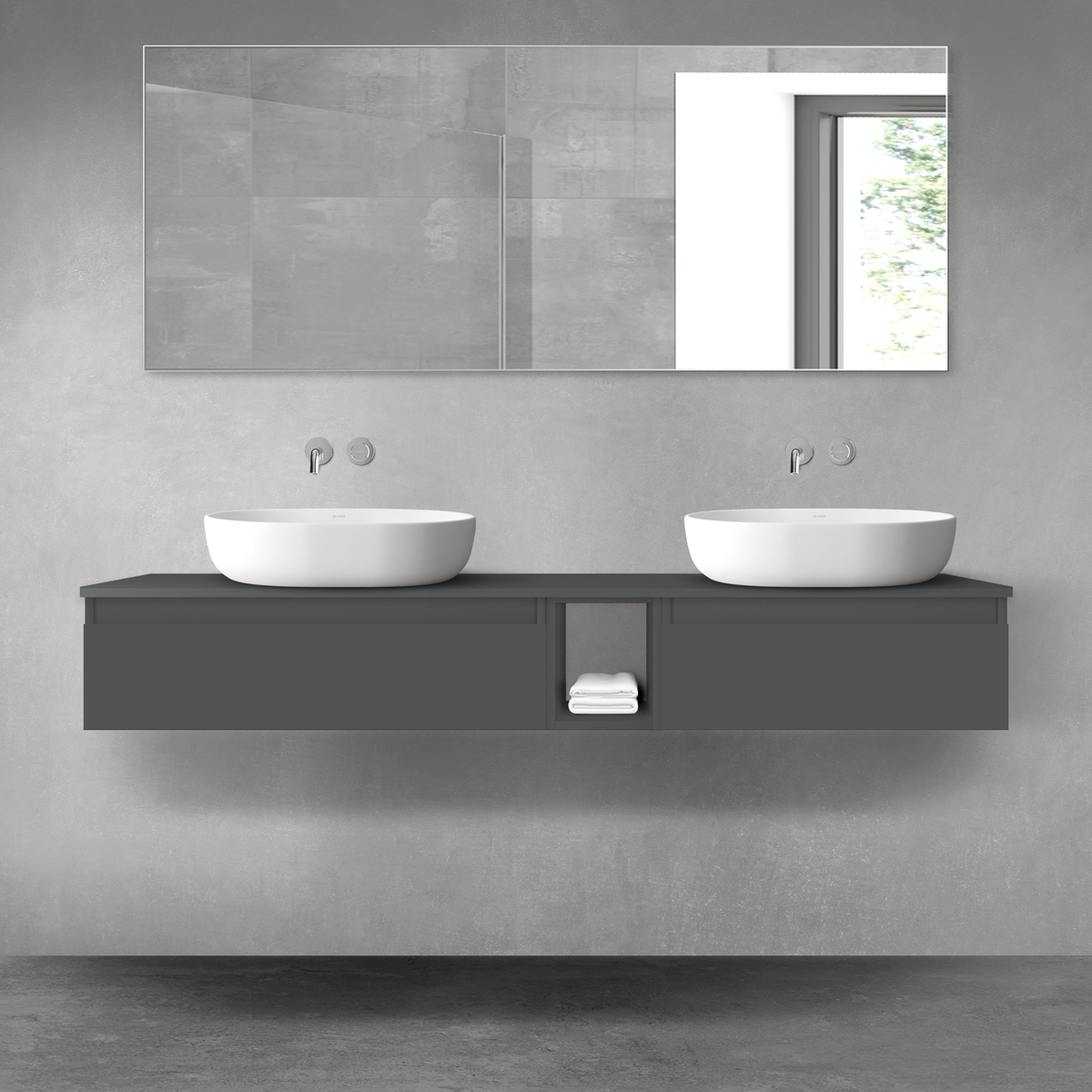 Oltens Vernal zestaw mebli łazienkowych 160 cm z blatem grafit mat 68653400 - Wysyłka w 24h