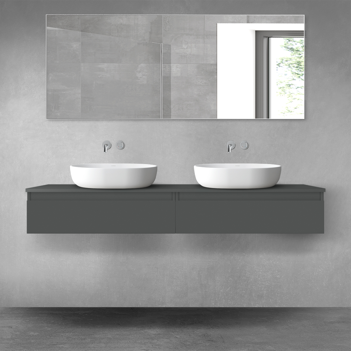 Oltens Vernal zestaw mebli łazienkowych 160 cm z blatem grafit mat 68373400 - Wysyłka w 24h
