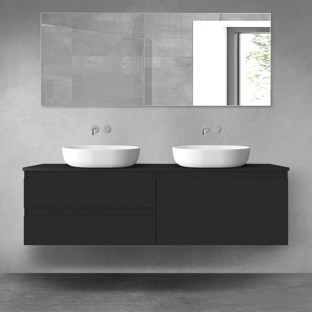 Oltens Vernal zestaw mebli łazienkowych 160 cm z blatem czarny mat 68363300 - Wysyłka w 24h