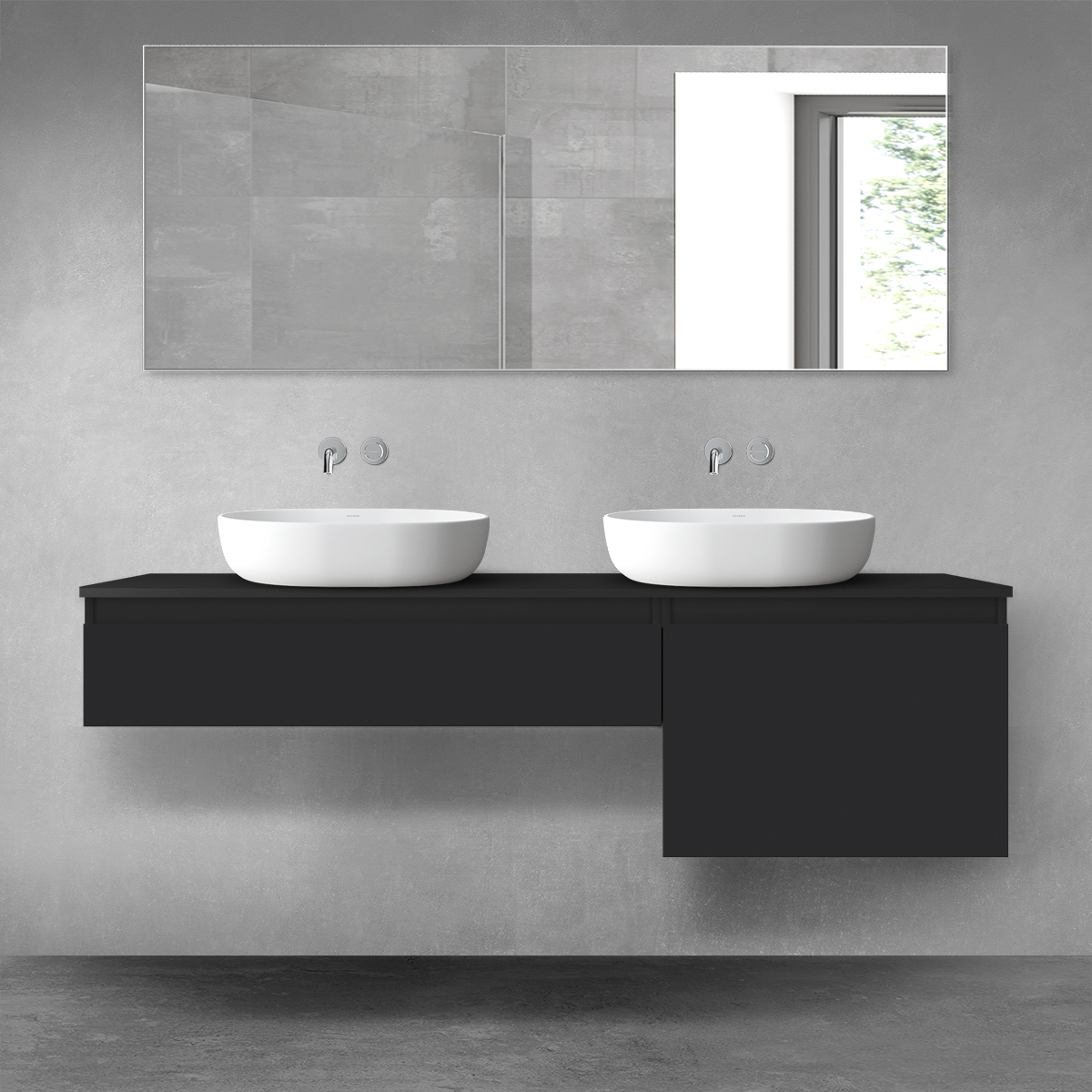 Oltens Vernal zestaw mebli łazienkowych 160 cm z blatem czarny mat 68343300 - Wysyłka w 24h