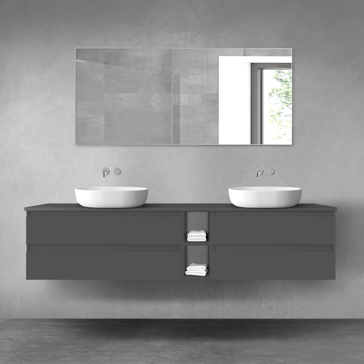 Oltens Vernal zestaw mebli łazienkowych 200 cm z blatem grafit mat 68641400 - Wysyłka w 24h