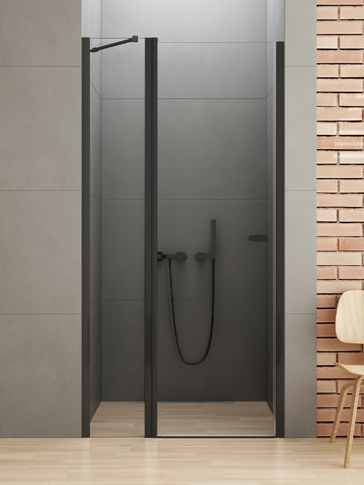 New Trendy New Soleo Black drzwi prysznicowe 110 cm uchylne czarny mat/szkło przezroczyste D-0243A