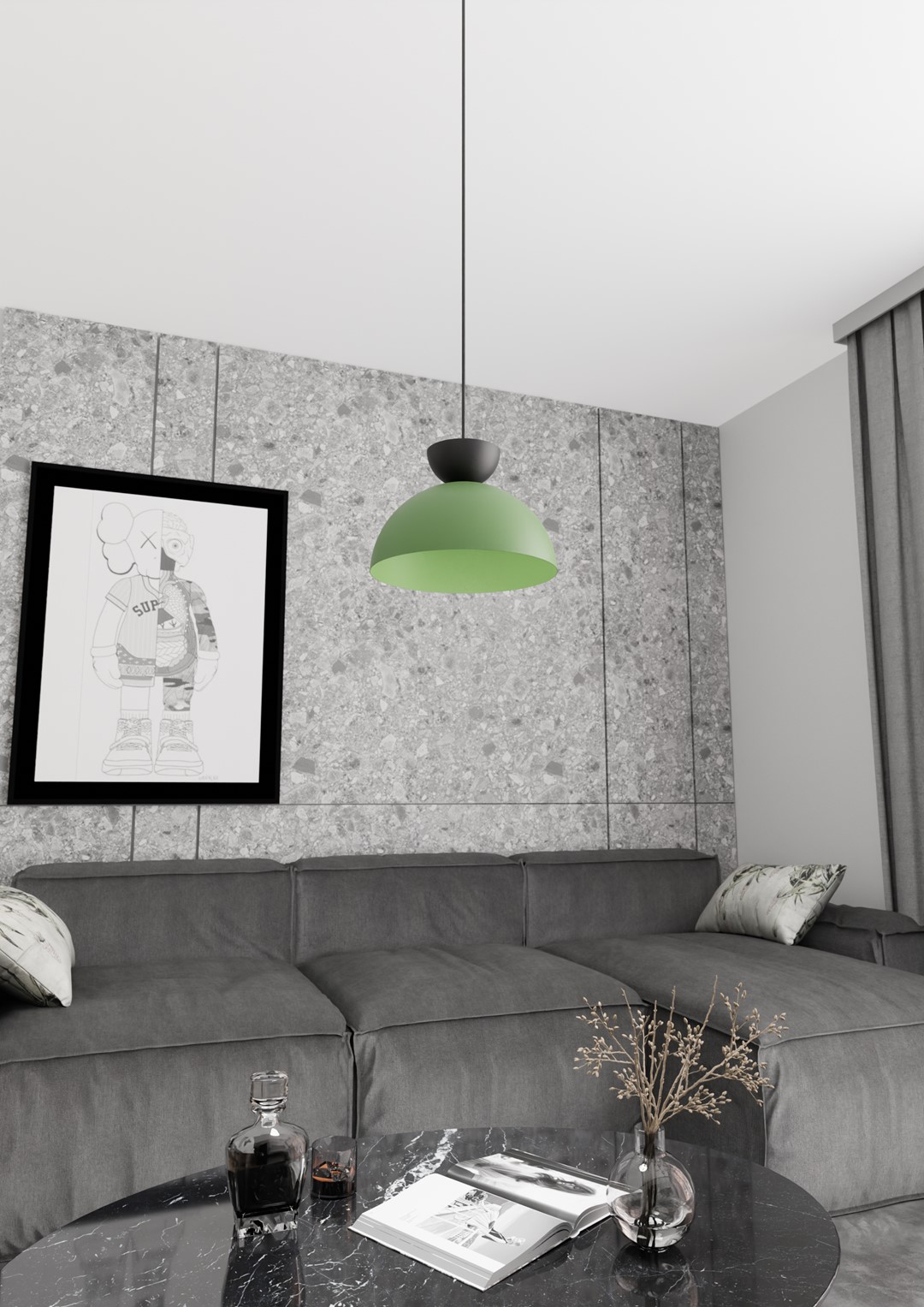 Emibig Lunaro lampa wisząca 1x12 W czarna-zielona 1473/1L