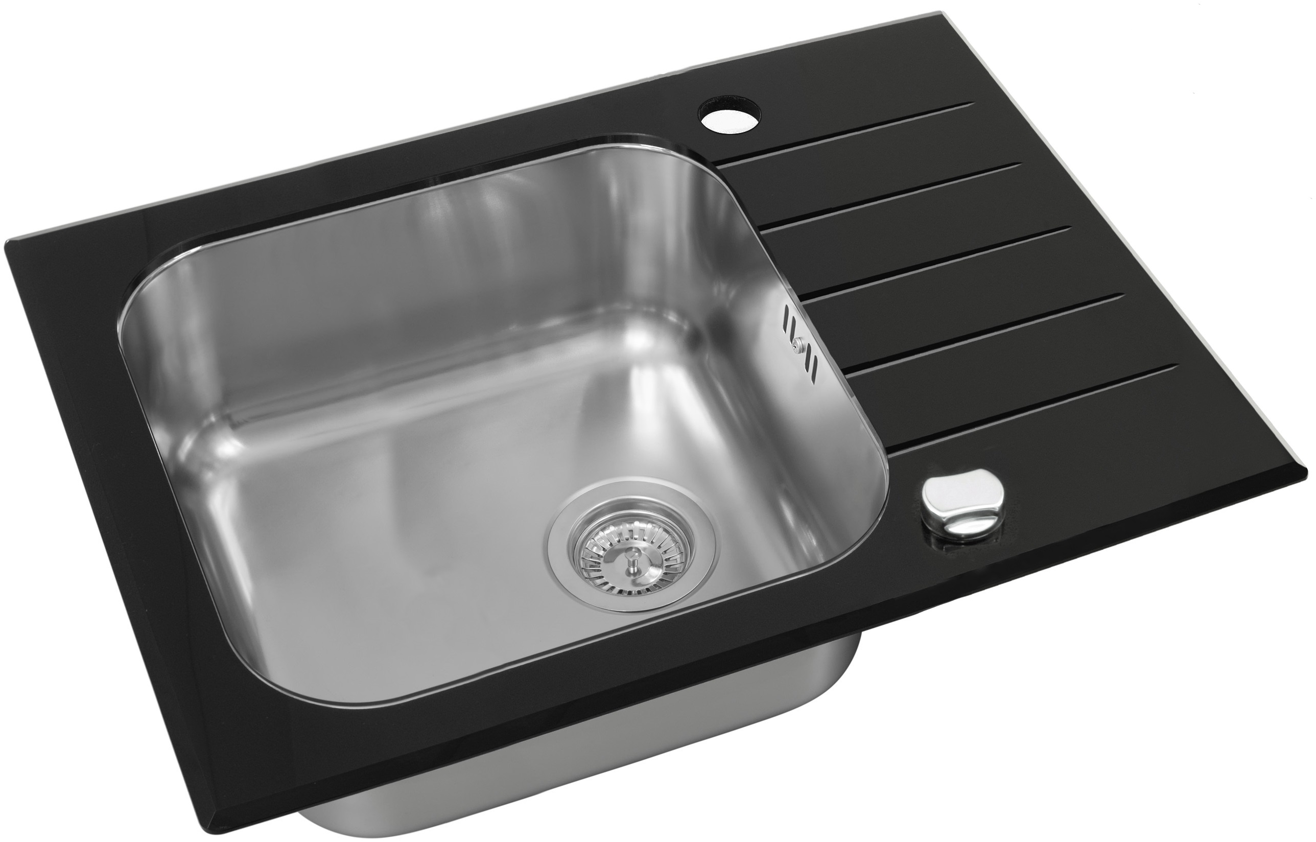 Genesis Vitro 10 zlewozmywak szklano-stalowy 60x50 cm satyna/szkło czarne 1114557 - Wysyłka w 24h