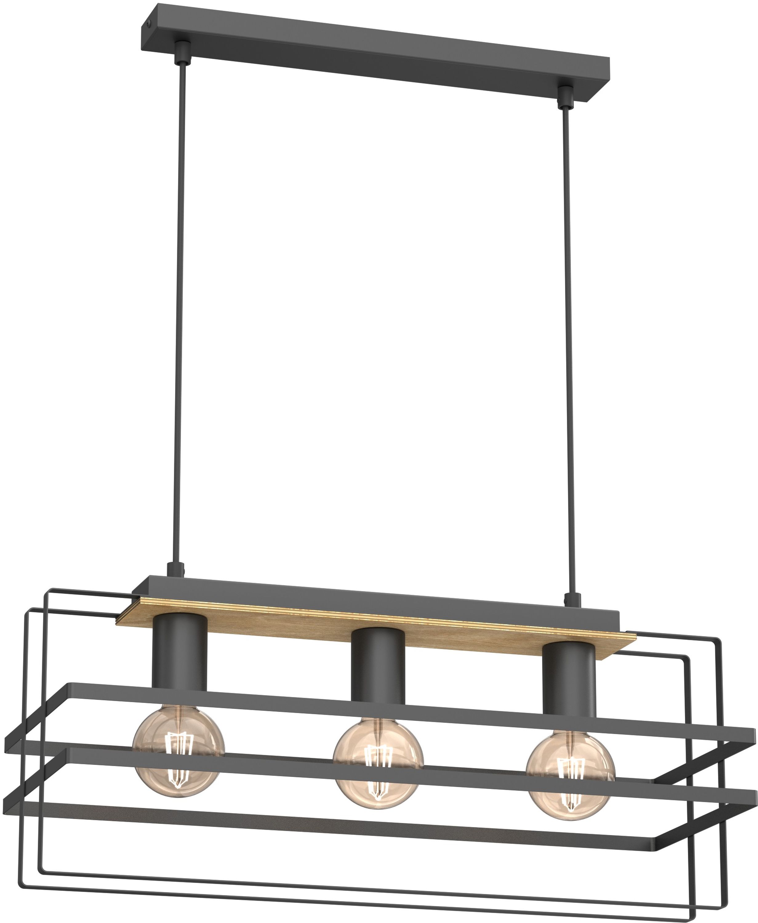 Luminex Kortez lampa wisząca 3x15W czarny/drewno 4454