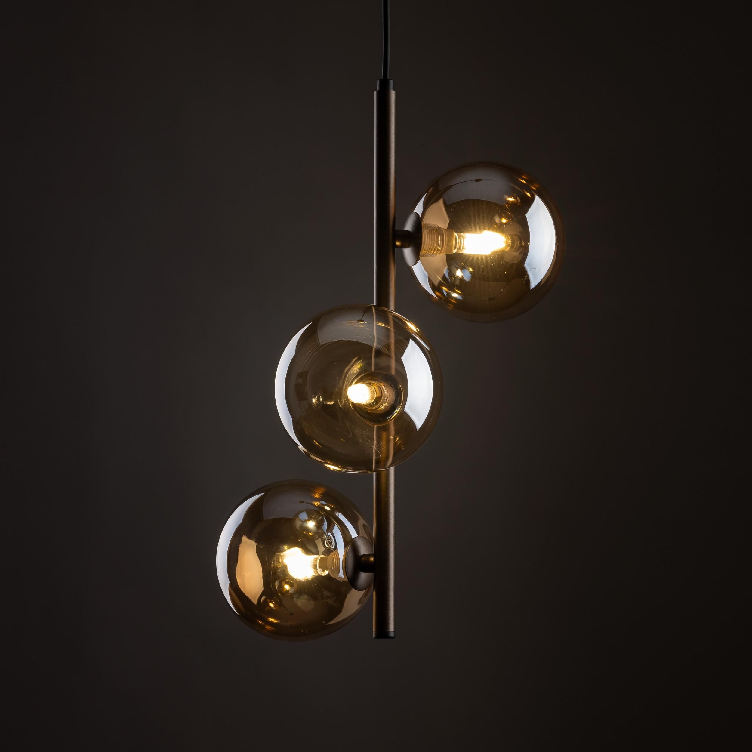 TK Lighting Estera lampa wisząca 3x6 W brązowa-bursztynowa 6188