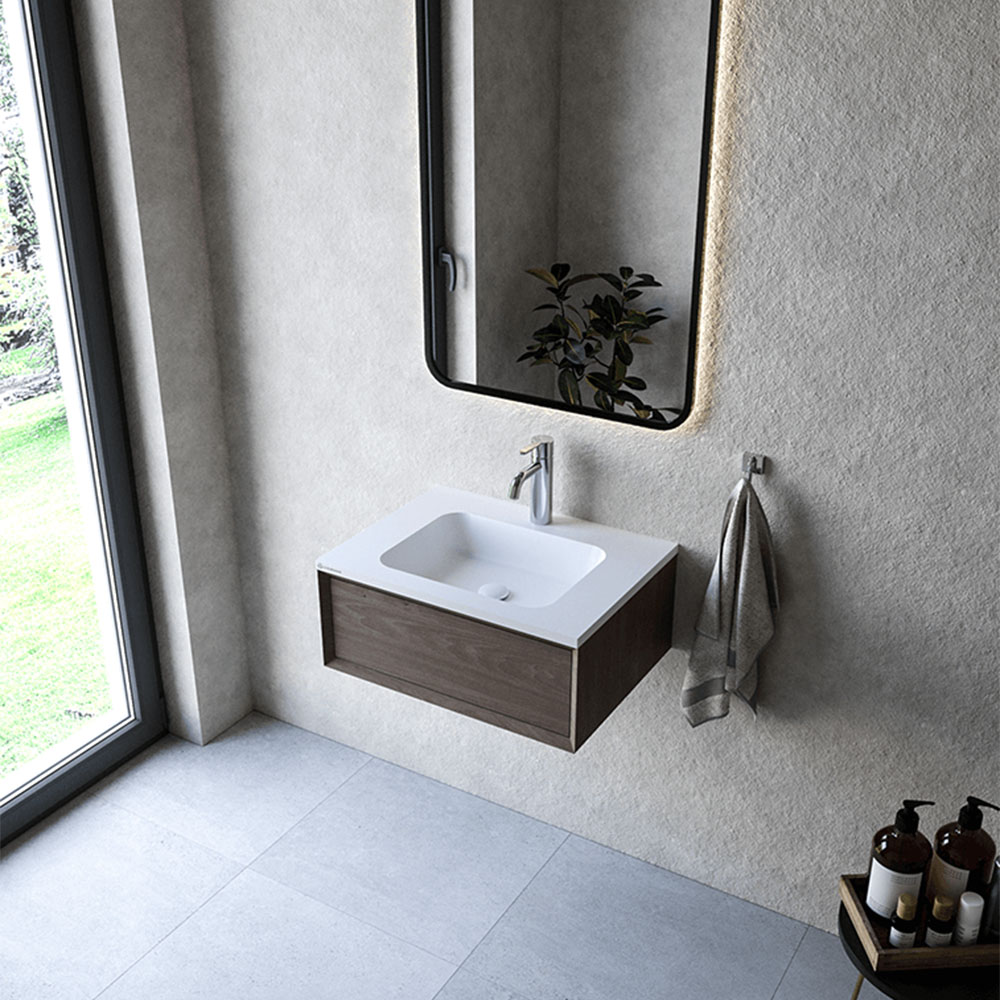 Cristalstone Linea Simpla umywalka 60x45 cm prostokątna wpuszczana biała U600-MCOT/CR