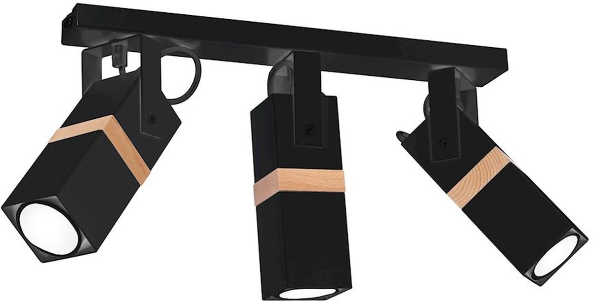 Milagro Vidar Black lampa podsufitowa 3x8W czarno/drewniana MLP5402 - Wysyłka w 24h