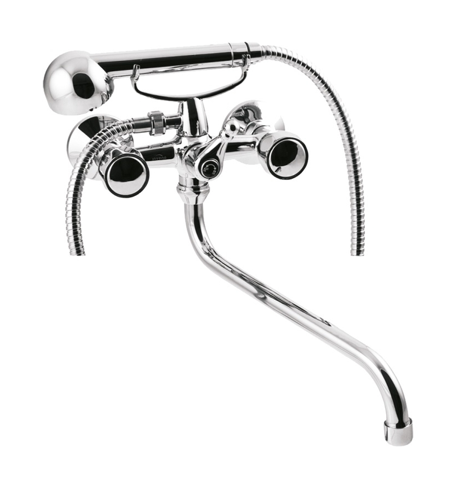 Invena Modena bateria wannowo-prysznicowa ścienna z widełkami chrom BW-14-F0S