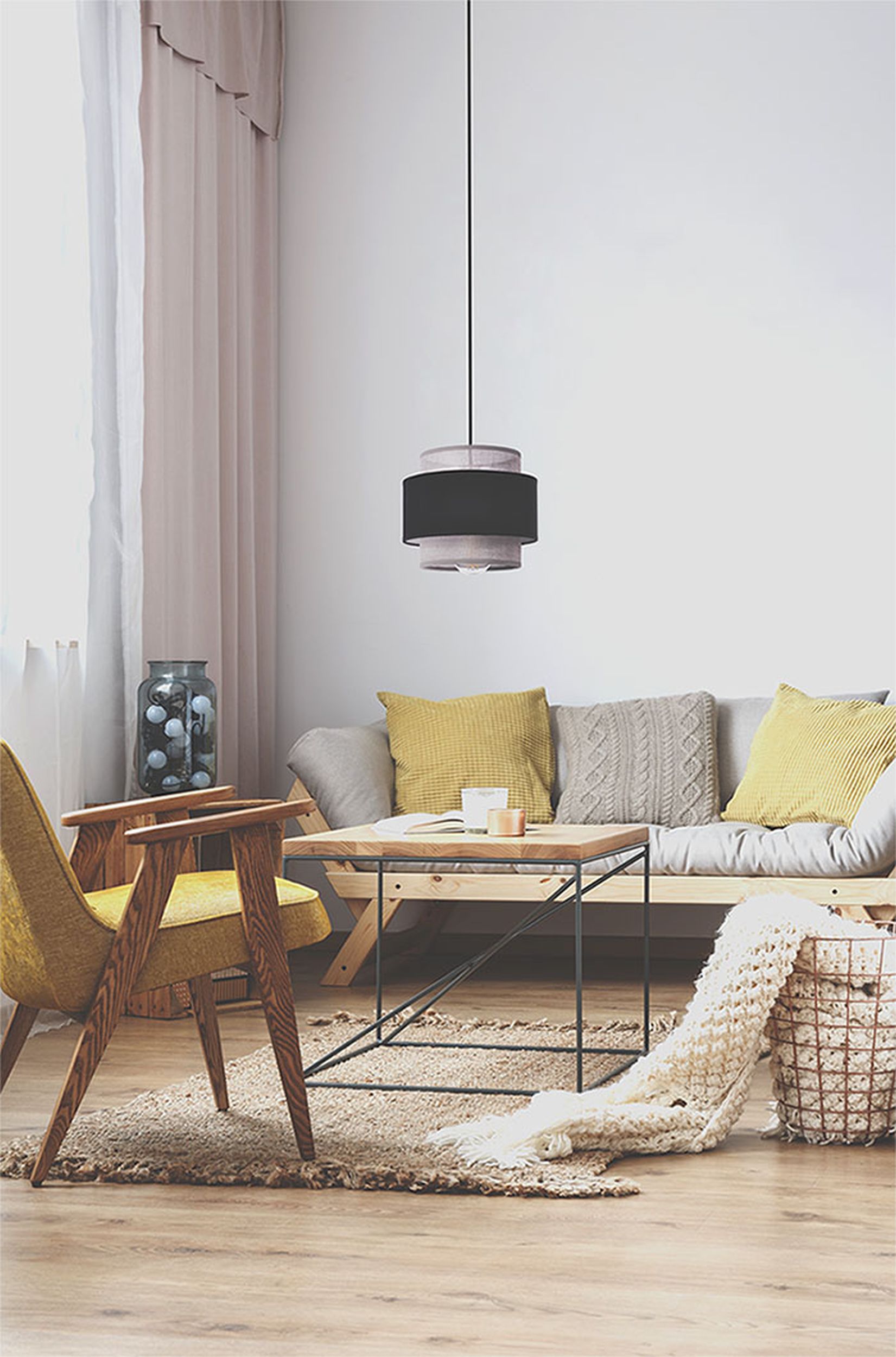 Kaja Etela lampa wisząca 1x40W czarny/szary K-5170