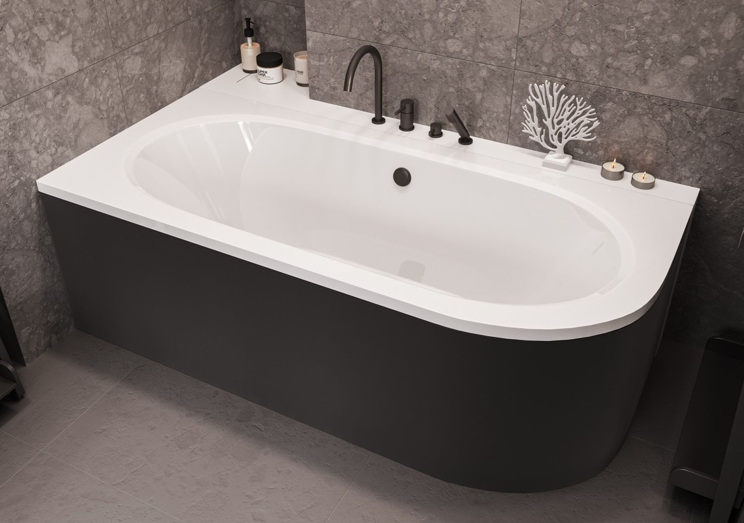 Besco Avita obudowa do wanny 150 cm prawa/lewa czarny mat OAV-150-NSC