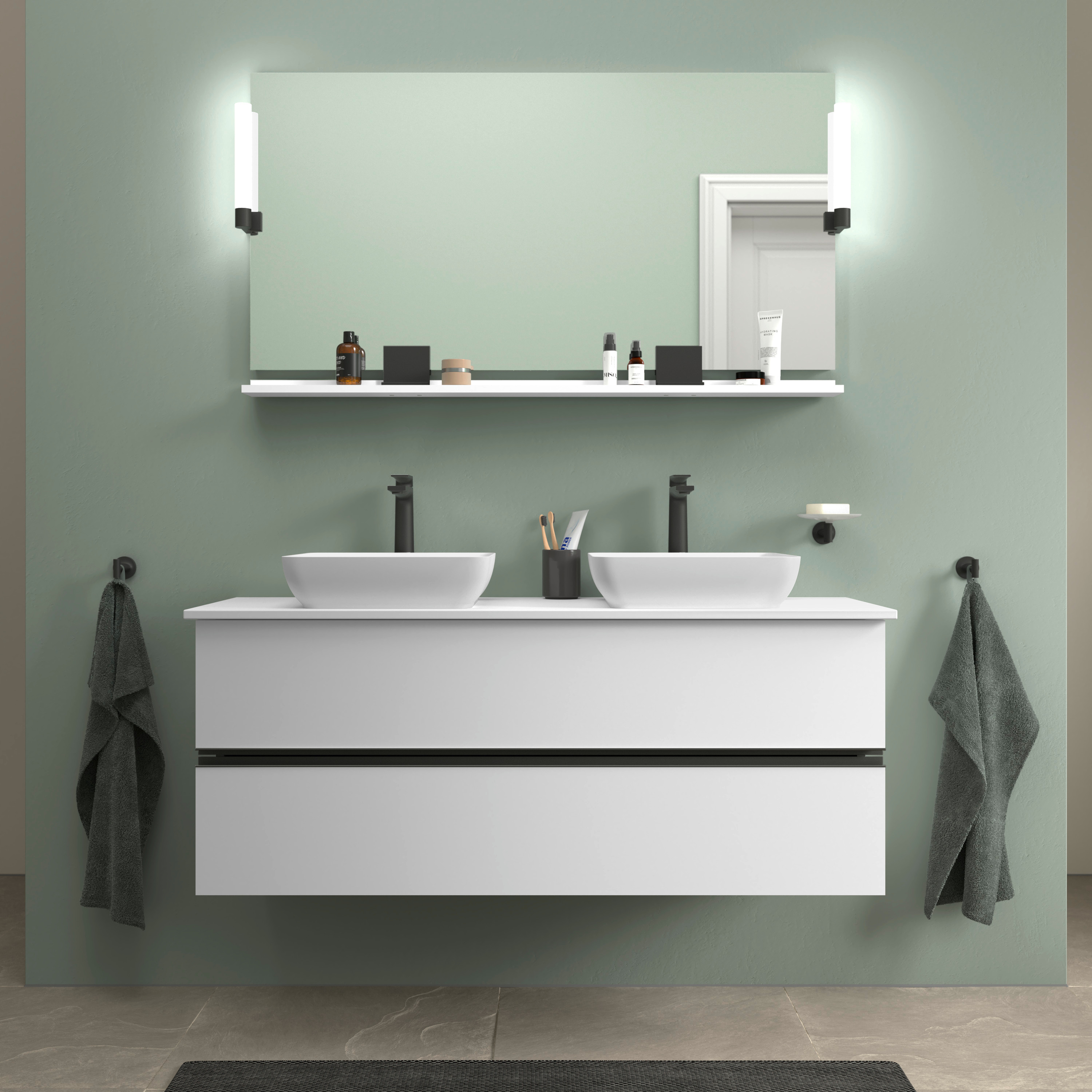 Duravit Sivida szafka 131,5x47,5x54,8 cm podumywalkowa wisząca biała-czarna SV46610BD180000