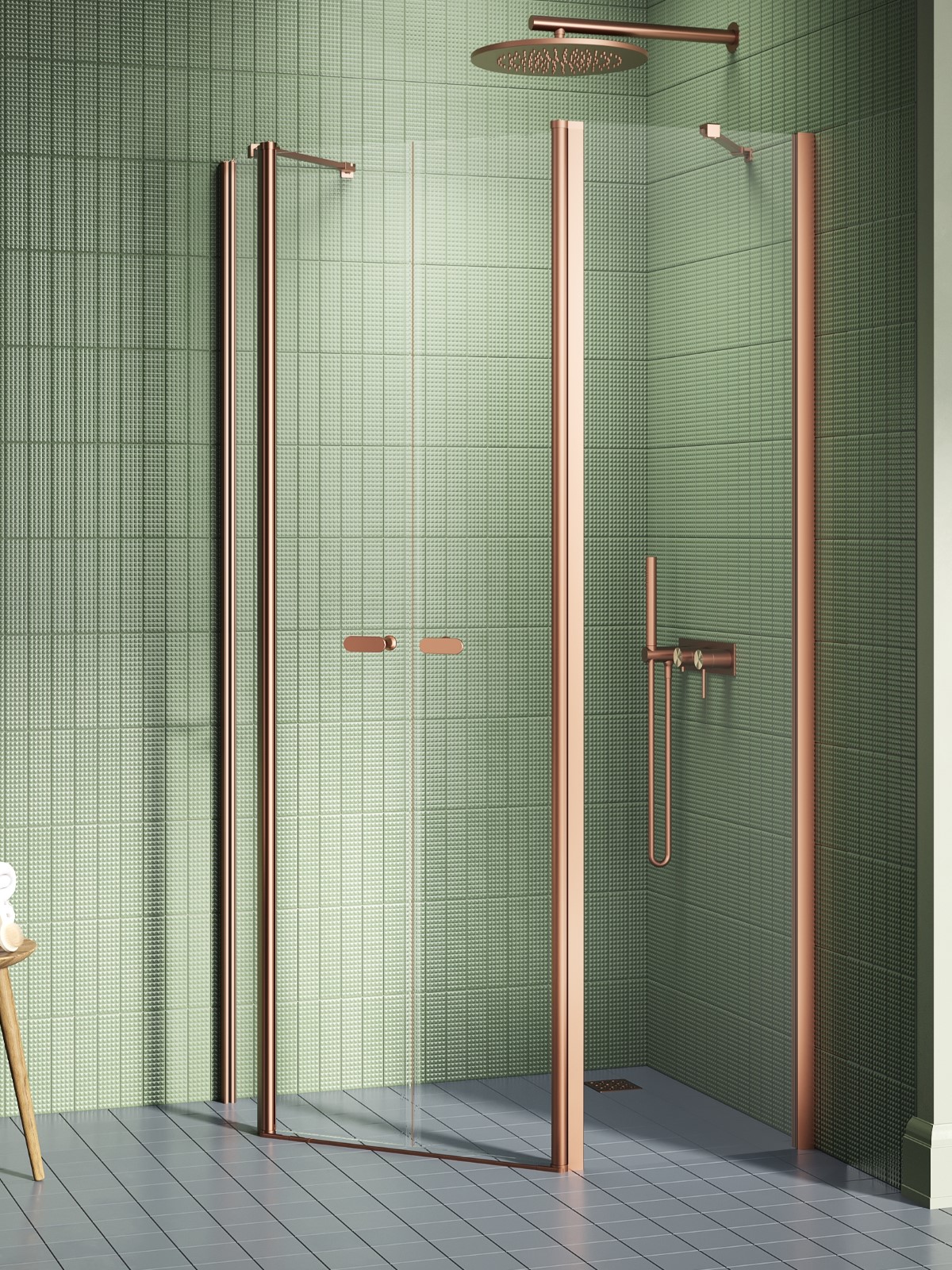 New Trendy New Soleo Copper Brushed kabina prysznicowa 100x80 cm miedź szczotkowana/szkło przezroczyste K-1706