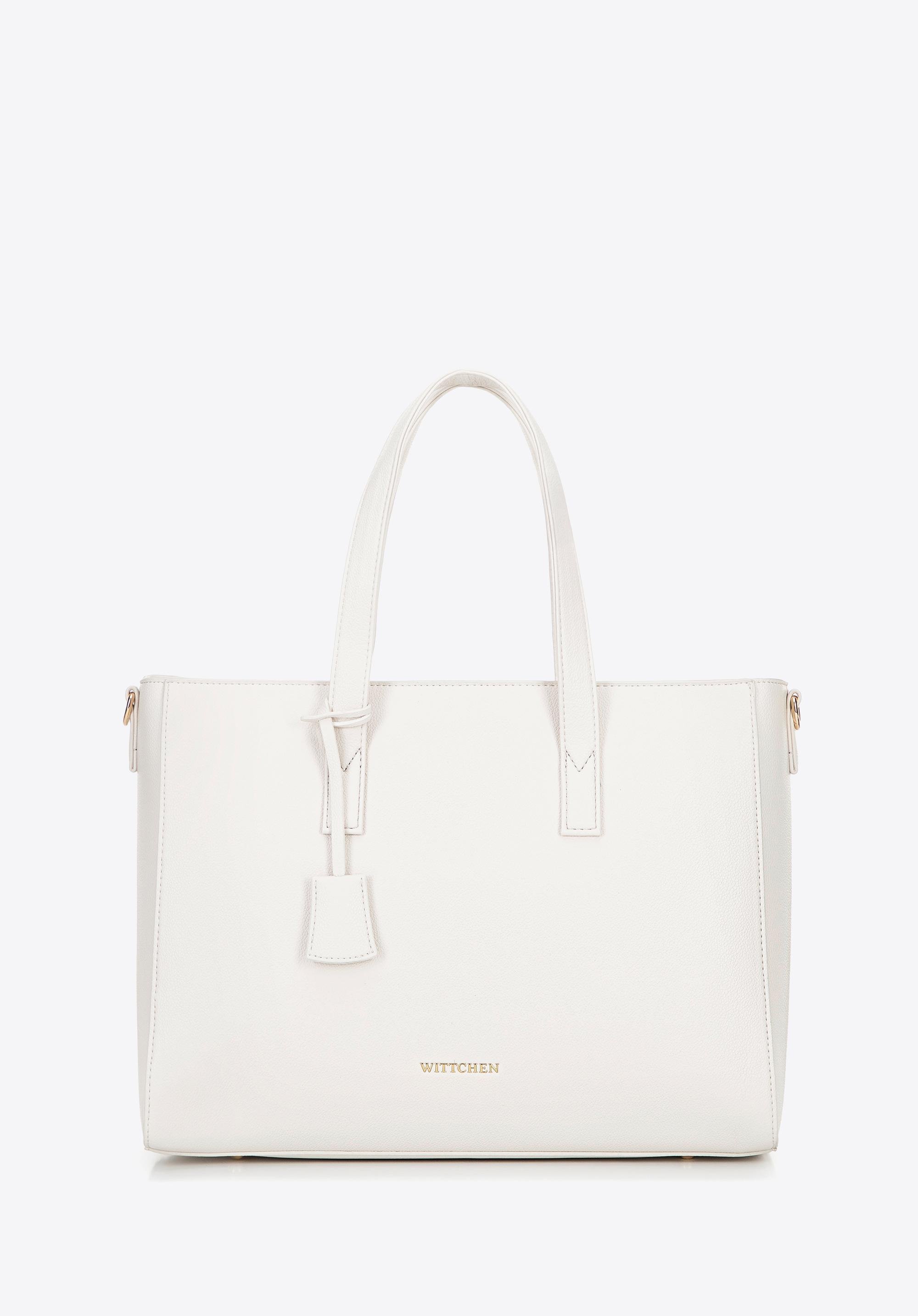 Damska torba na laptopa 16" z imitacji skóry kremowa