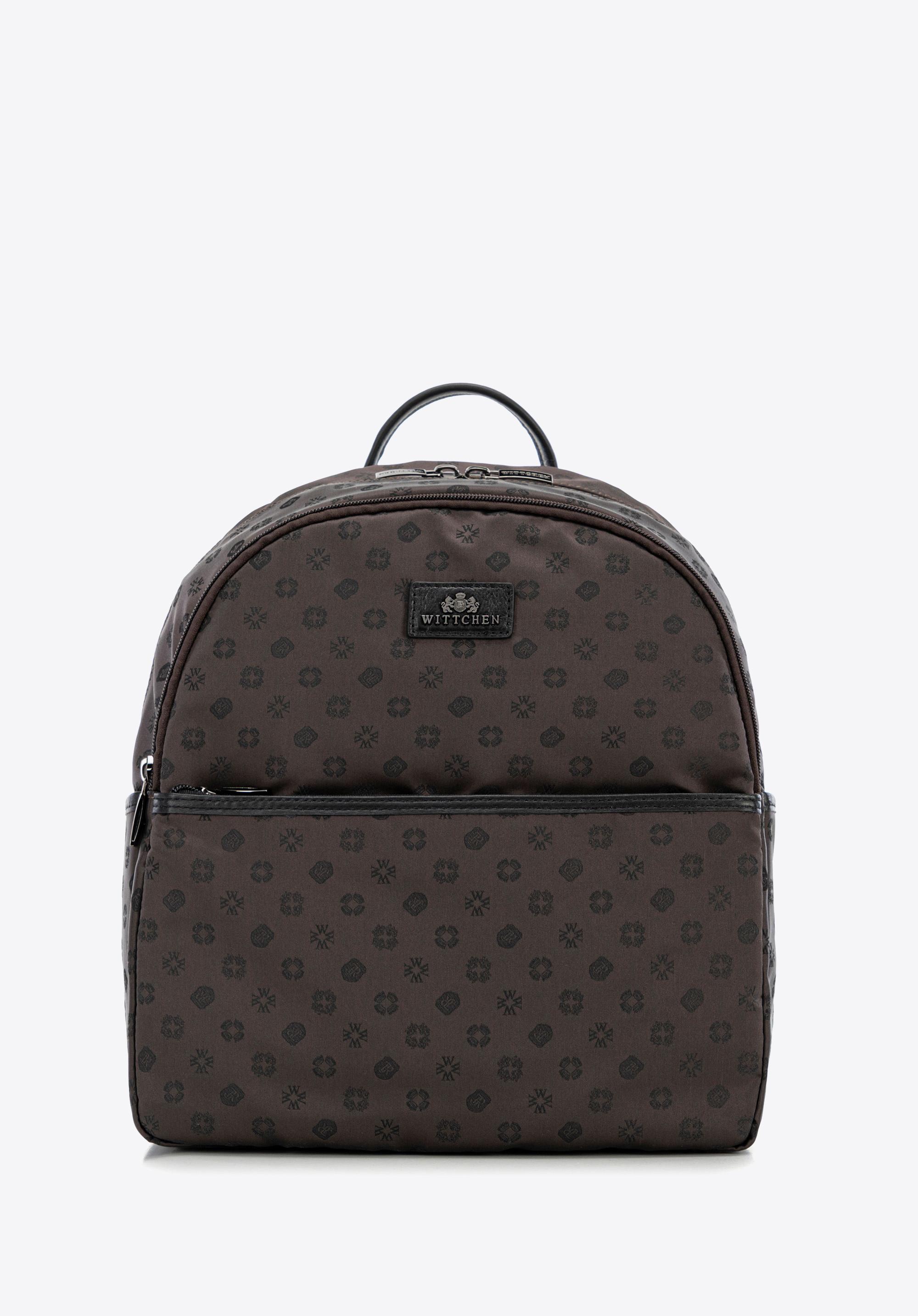 Plecak damski półokrągły elegancki w monogram brązowy