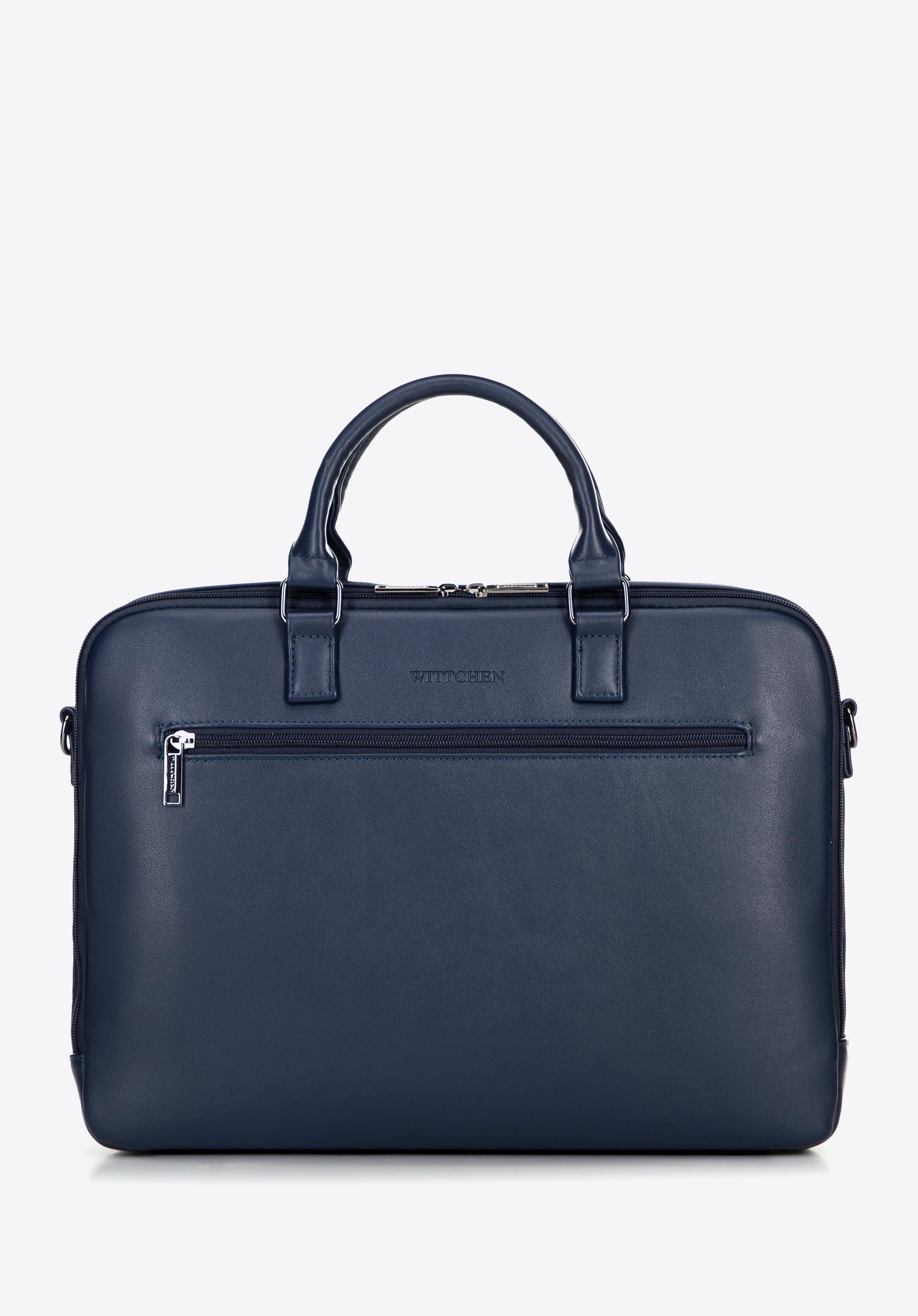 Męska torba na laptopa 16” z imitacji skóry granatowa