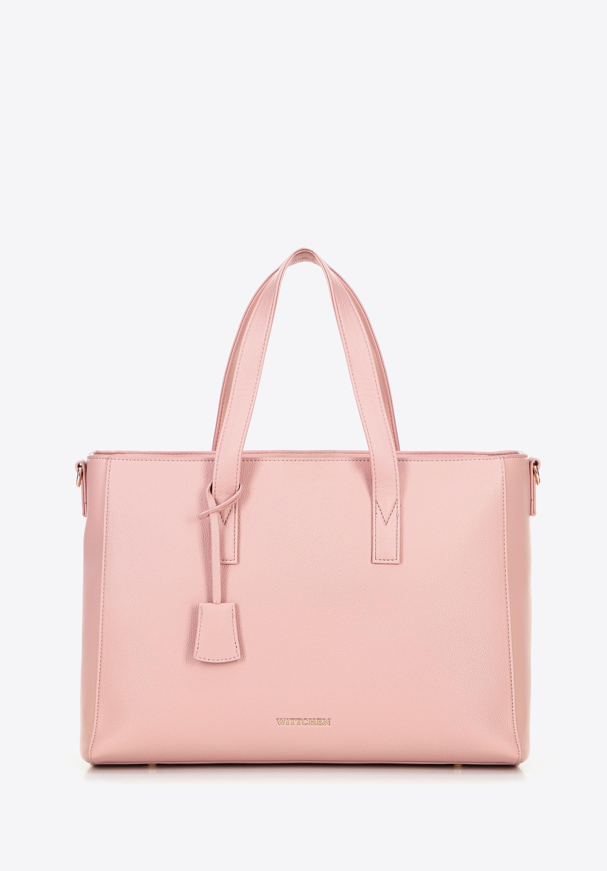 Damska torba na laptopa 16" z imitacji skóry różowa