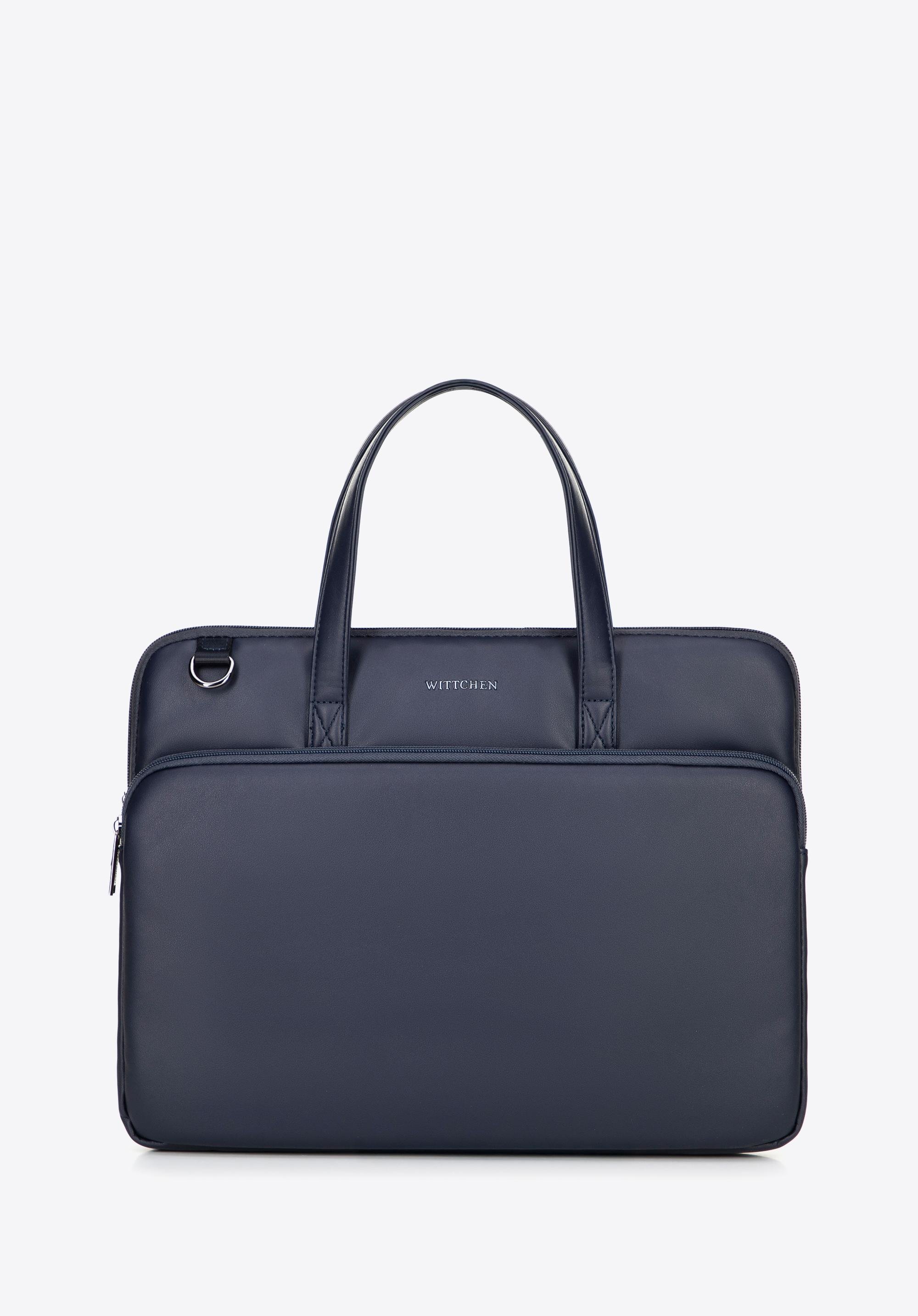 Męska torba na laptopa 16” z imitacji skóry granatowa