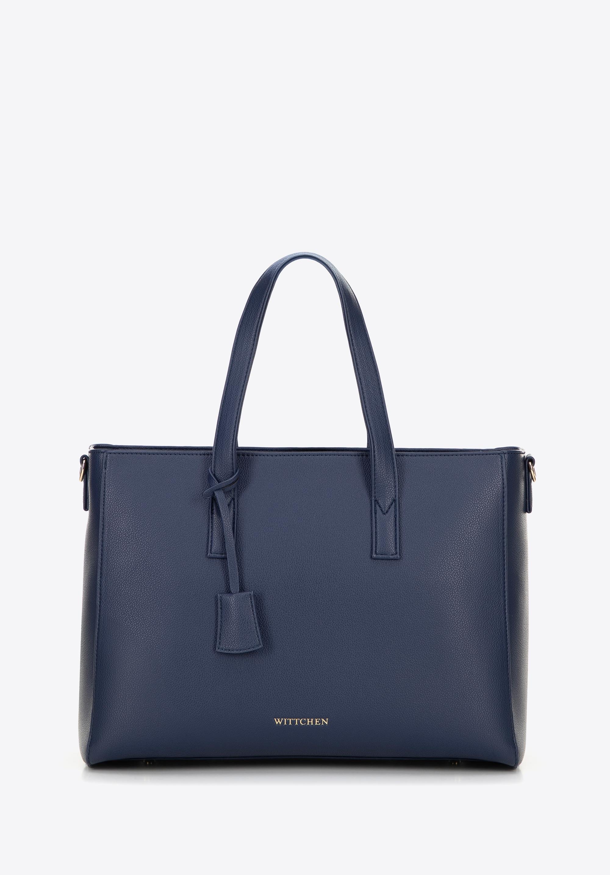 Damska torba na laptopa 16" z imitacji skóry granatowa