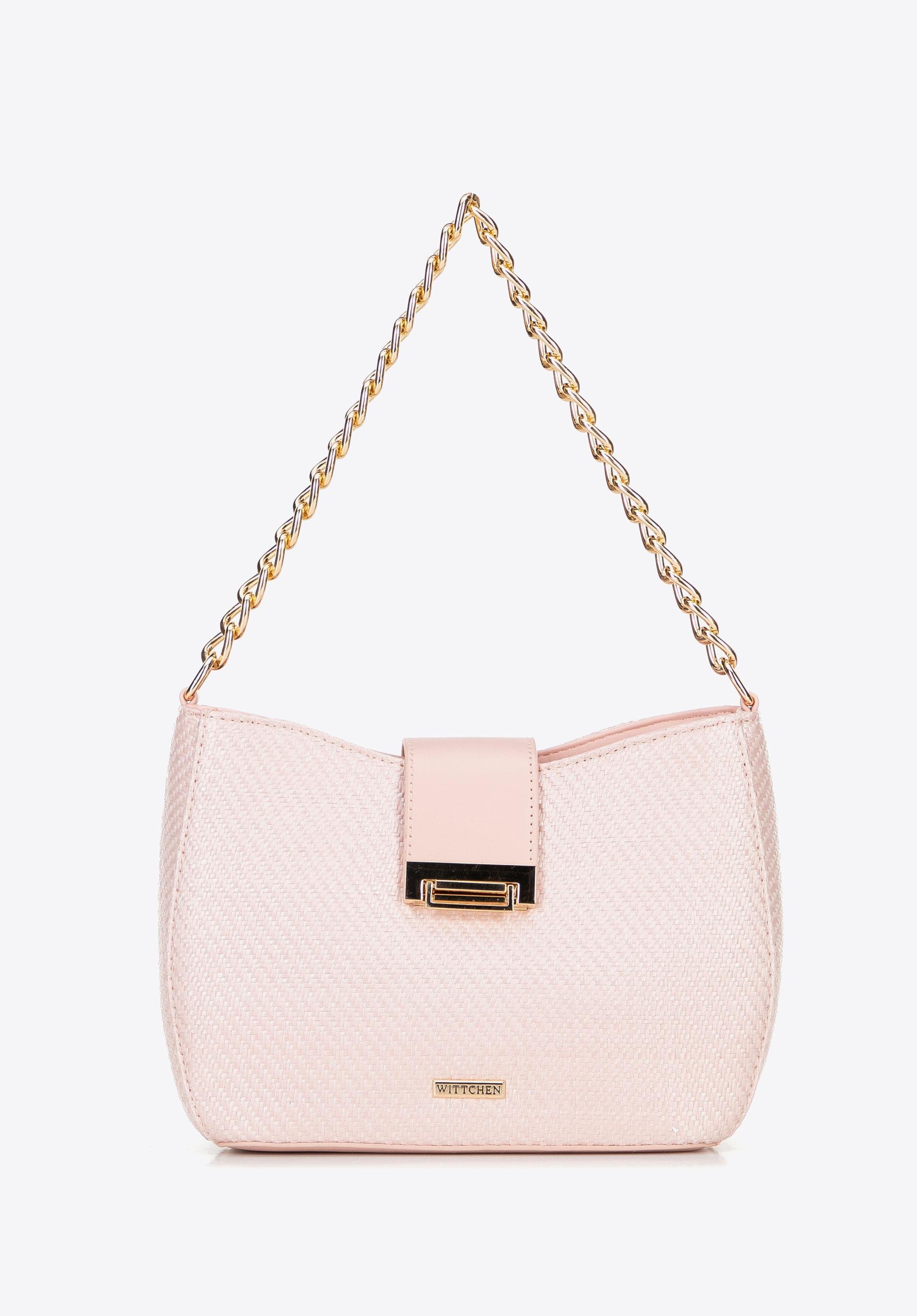 Damska torebka crossbody pleciona różowa
