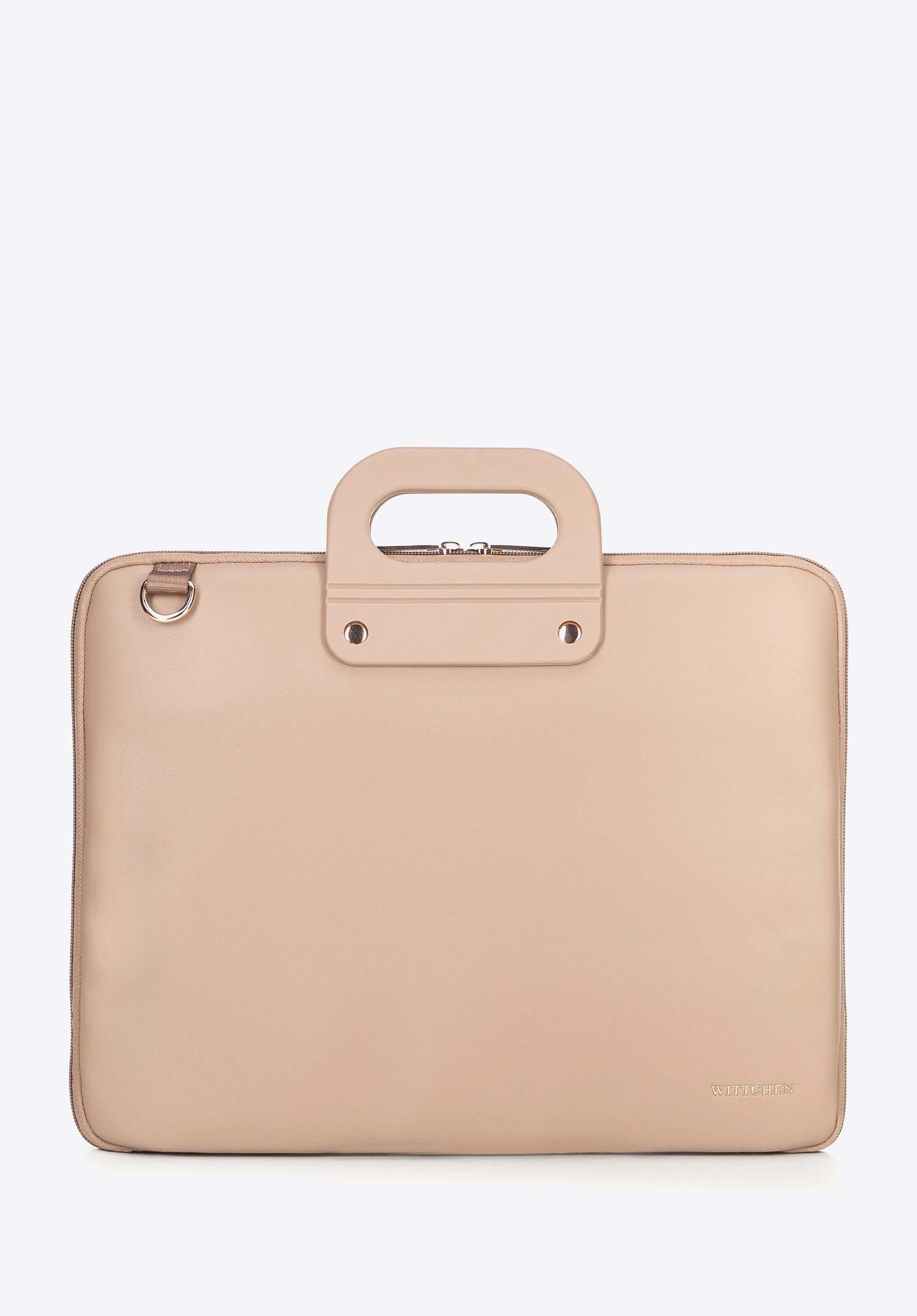 Torba na laptopa 15” z imitacji skóry beżowa