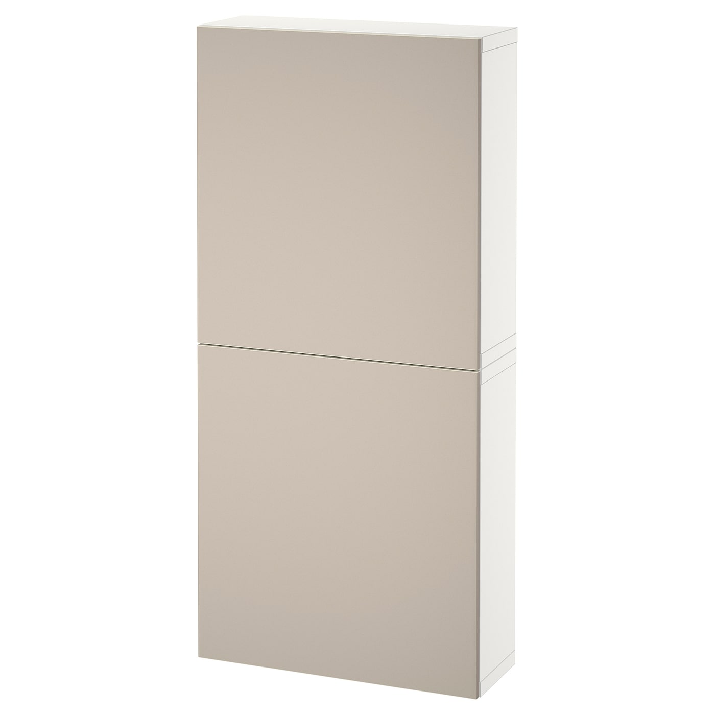 IKEA BESTÅ szafka śc/2 drzwi, biały/Lappviken jasny szarobeżowy, 60x22x128 cm