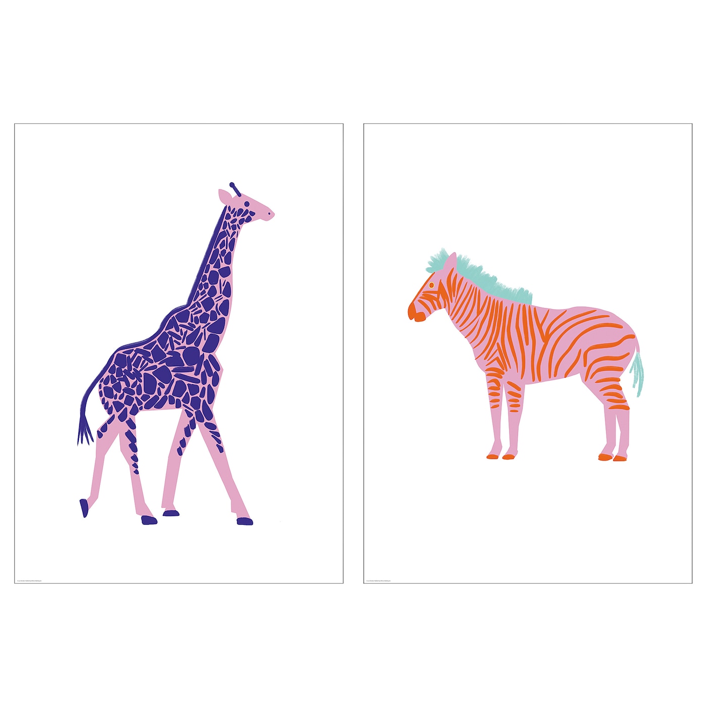IKEA BILD Plakat, żyrafa i zebra, 50x70 cm