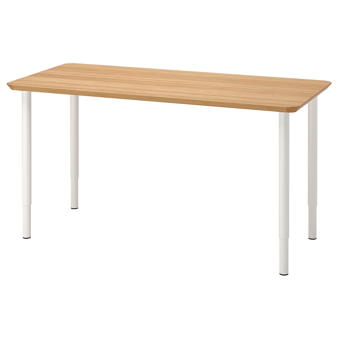 IKEA ANFALLARE / OLOV biurko, bambus/biały, 140x65 cm