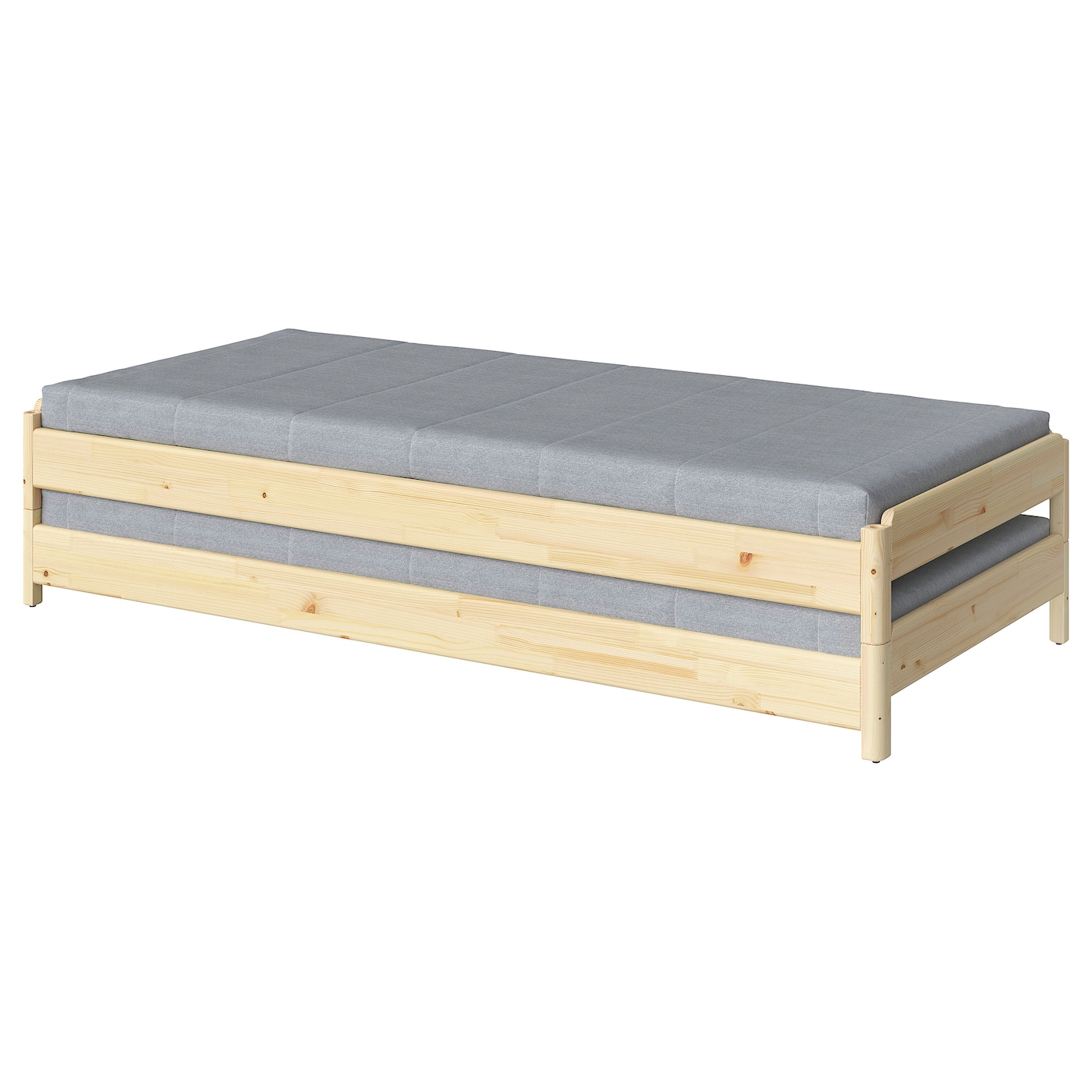 IKEA UTÅKER łóżko sztaplowane z 2 materacami, sosna/Ågotnes twardy, 80x200 cm