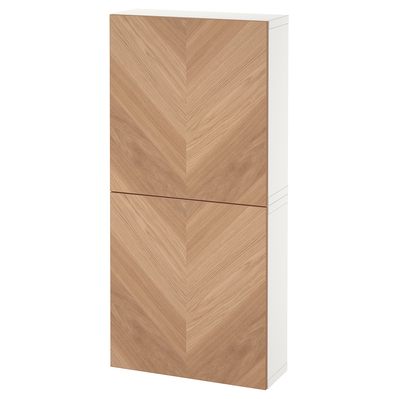 IKEA BESTÅ szafka śc/2 drzwi, biały/Hedeviken okl dęb, 60x22x128 cm