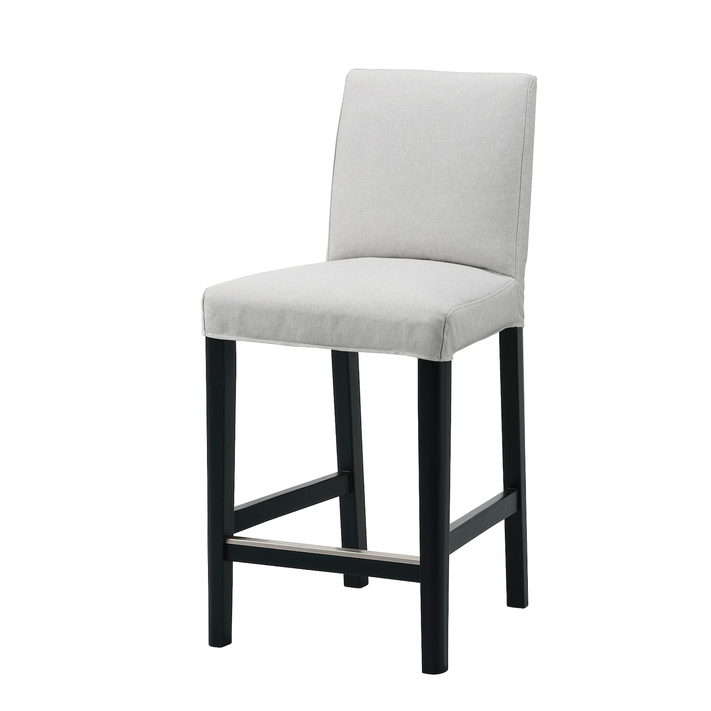 IKEA BERGMUND Stołek barowy z oparciem, czarny/Orrsta jasnoszary, 62 cm