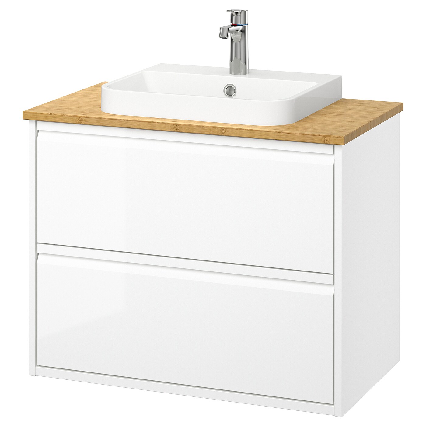 IKEA ÄNGSJÖN / BACKSJÖN szaf umyw z szufladami/umyw/bateria, połysk biały, 82x49x71 cm