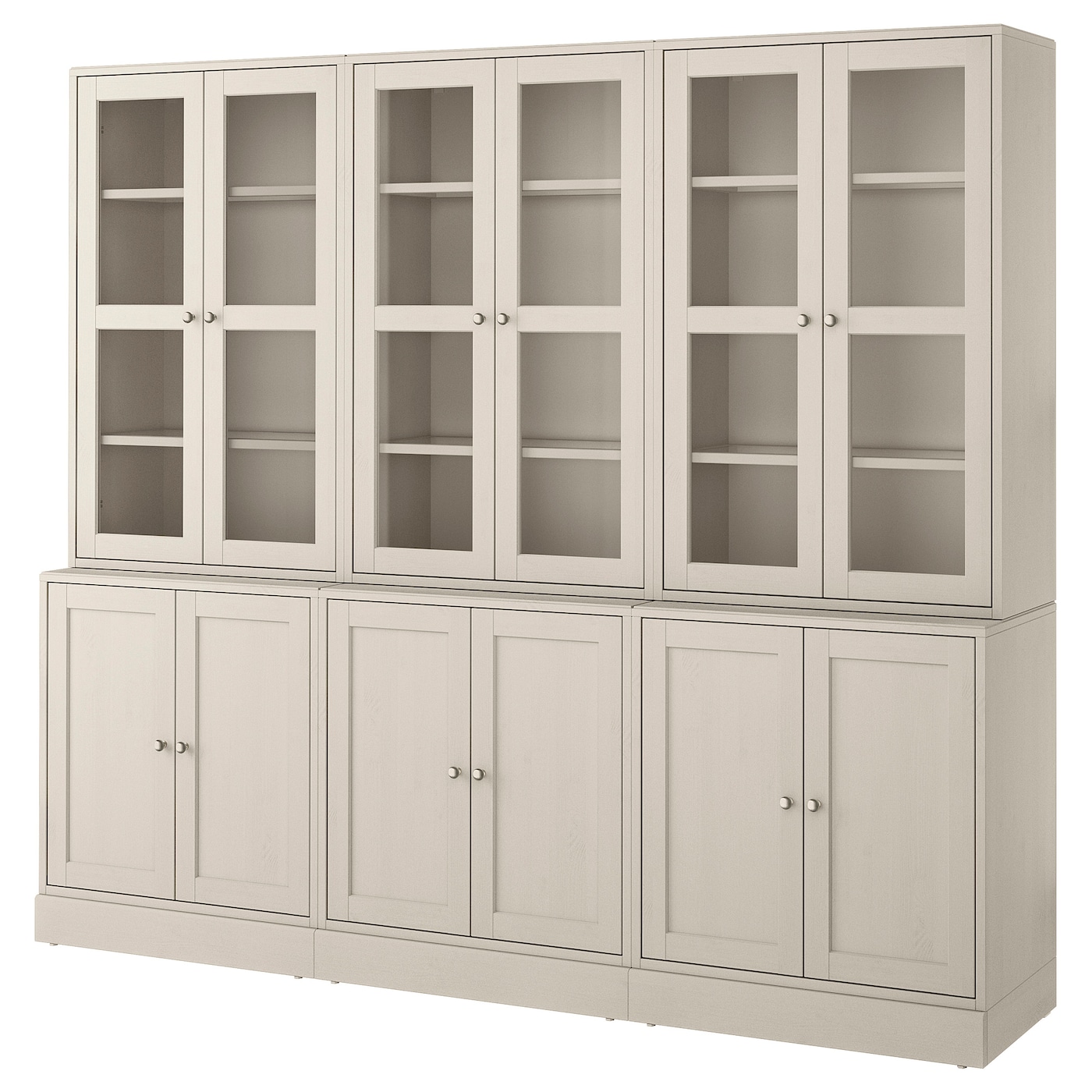 IKEA HAVSTA kombinacja ze szklanymi drzwiami, szarobeżowy, 243x47x212 cm